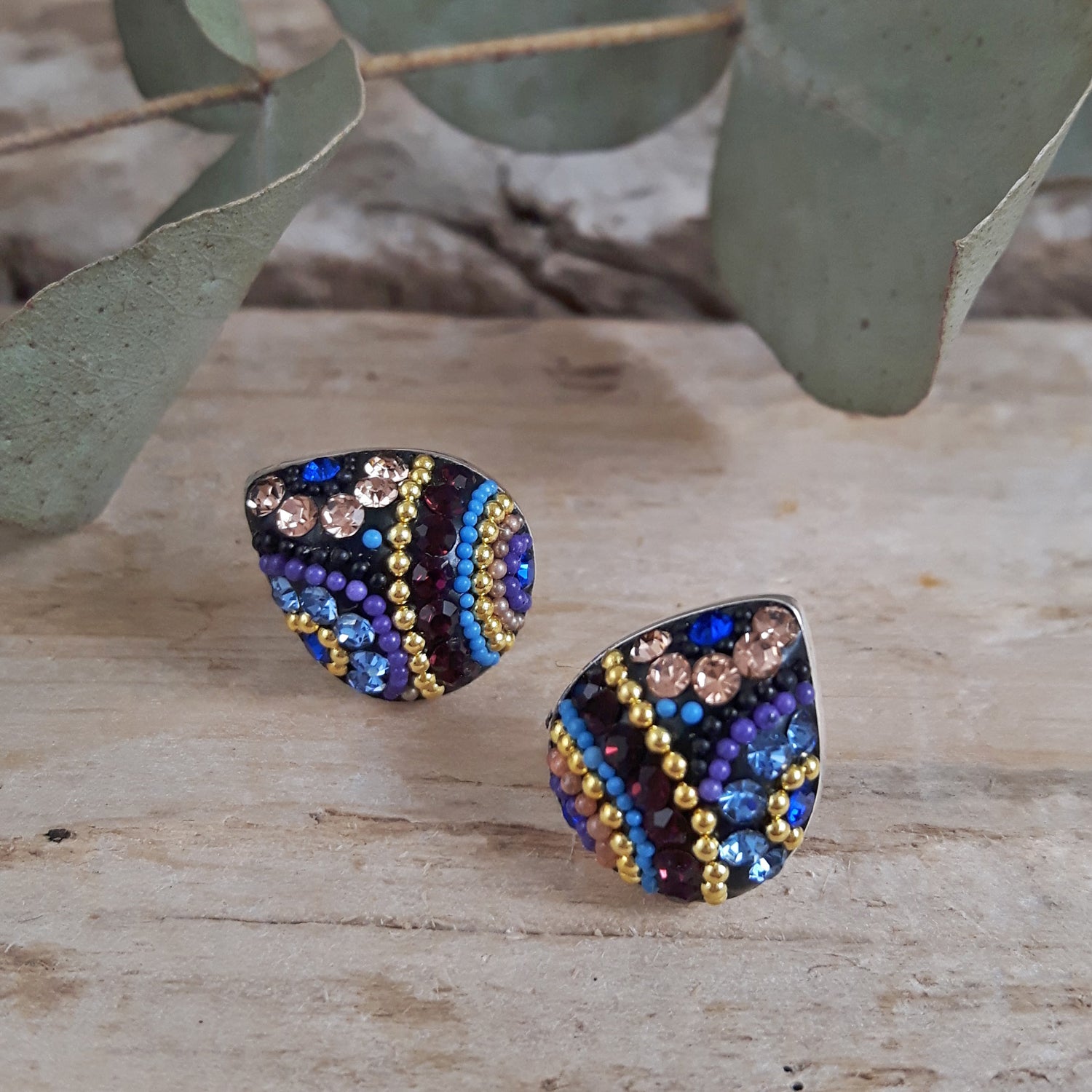 Allegra Indigo Radiance Teardrop Stud Earrings