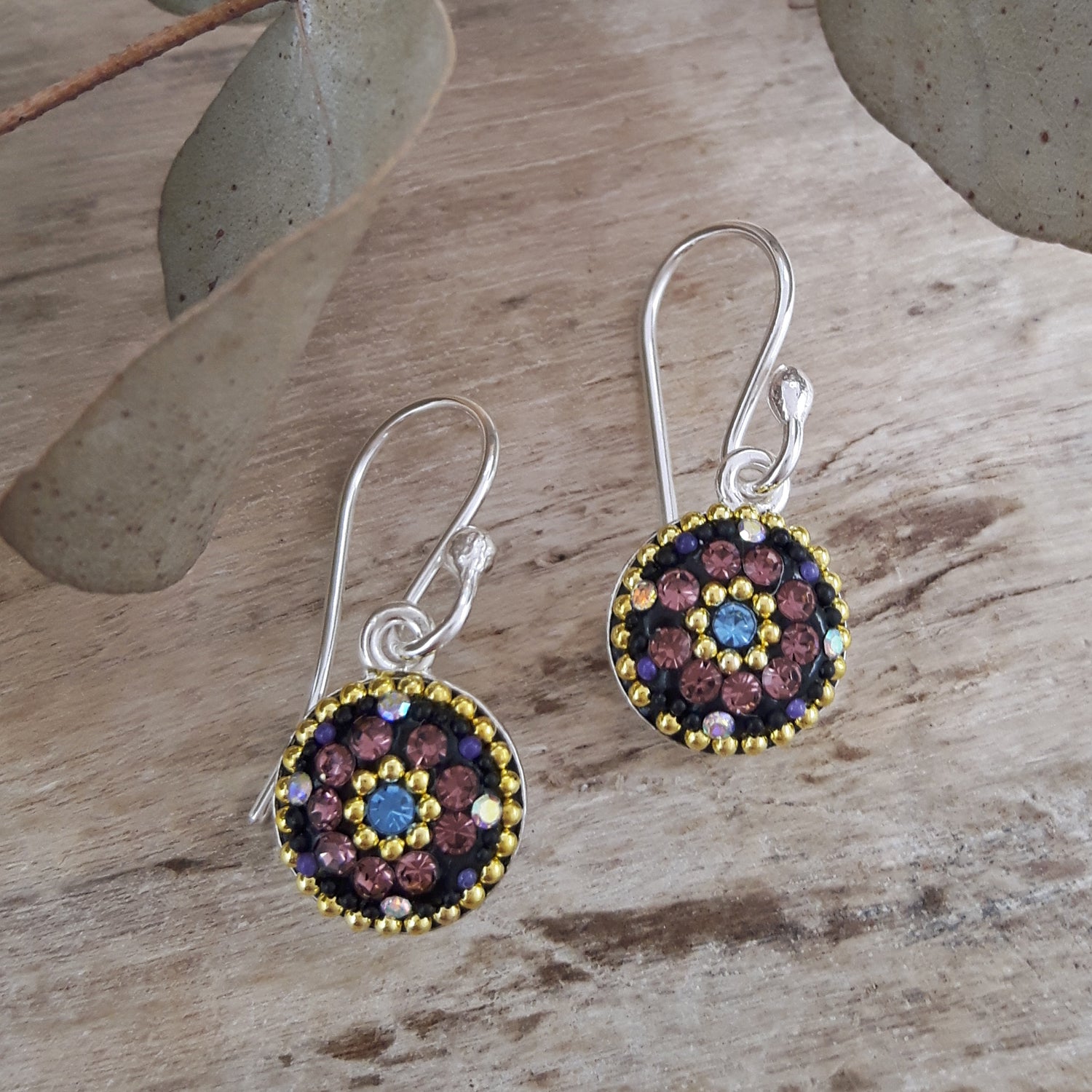 Allegra Lilac Shimmer Round Drop Earrings