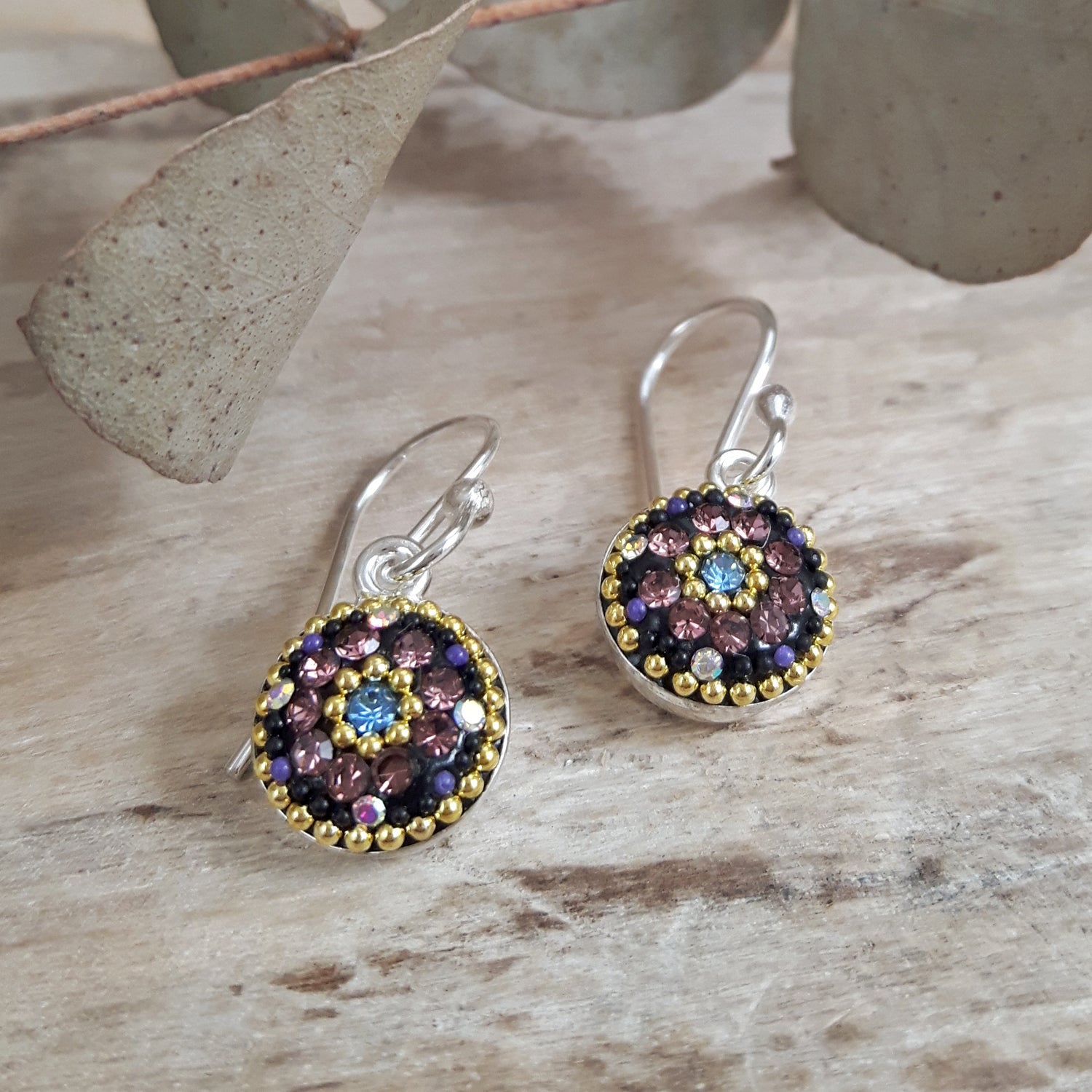 Allegra Lilac Shimmer Round Drop Earrings