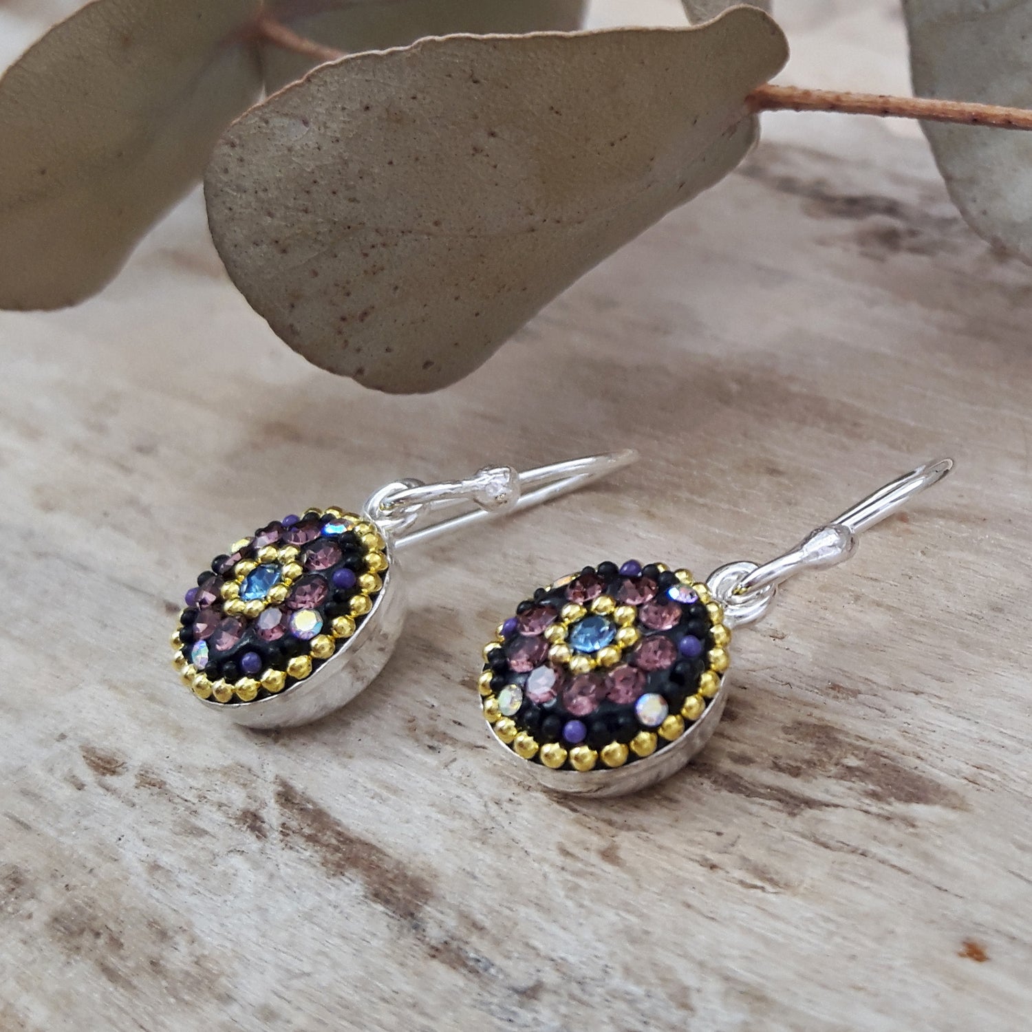 Allegra Lilac Shimmer Round Drop Earrings