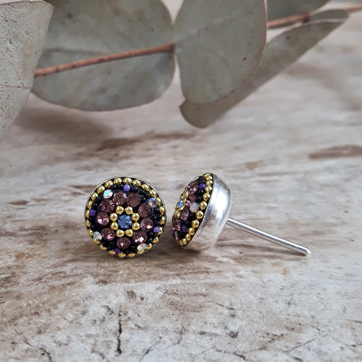 Allegra Lilac Shimmer Round Stud Earring