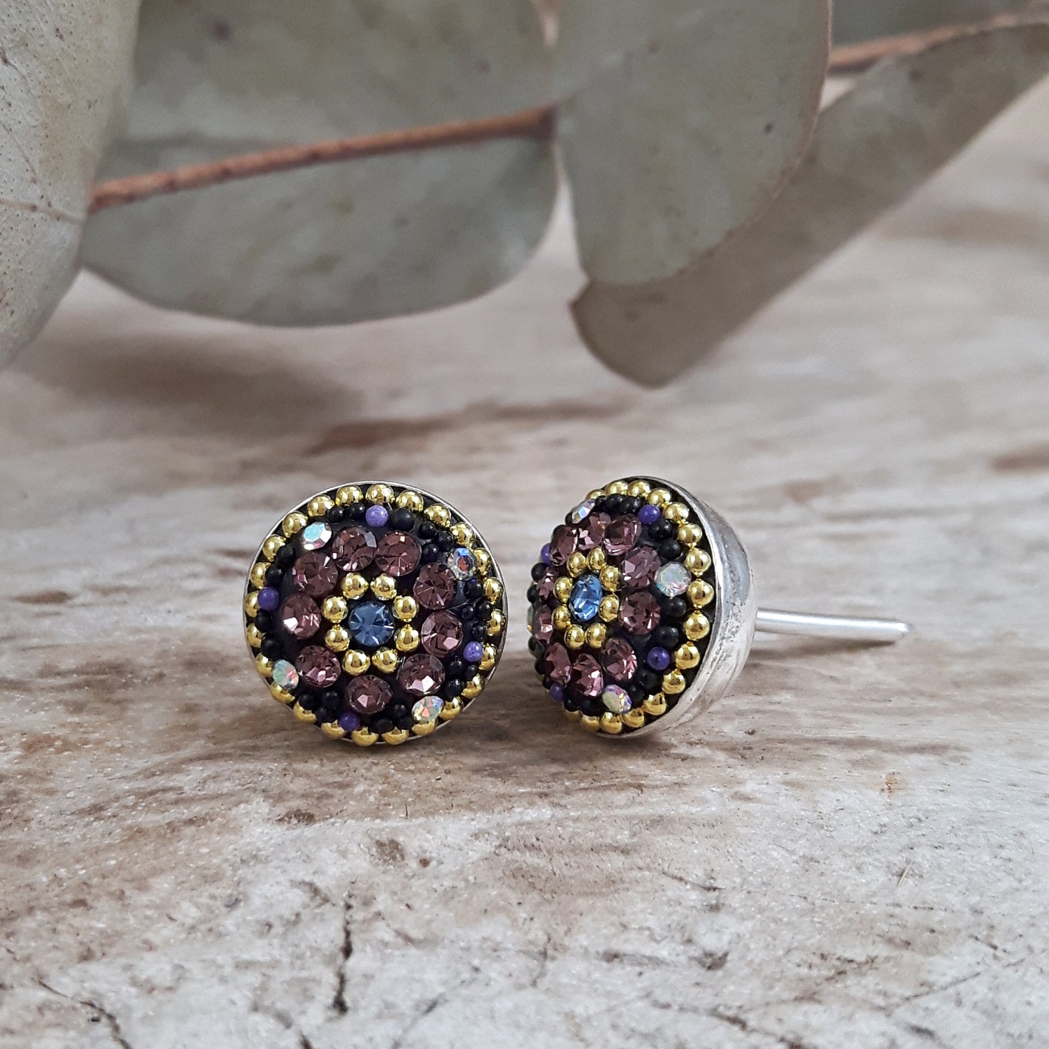 Allegra Lilac Shimmer Round Stud Earring