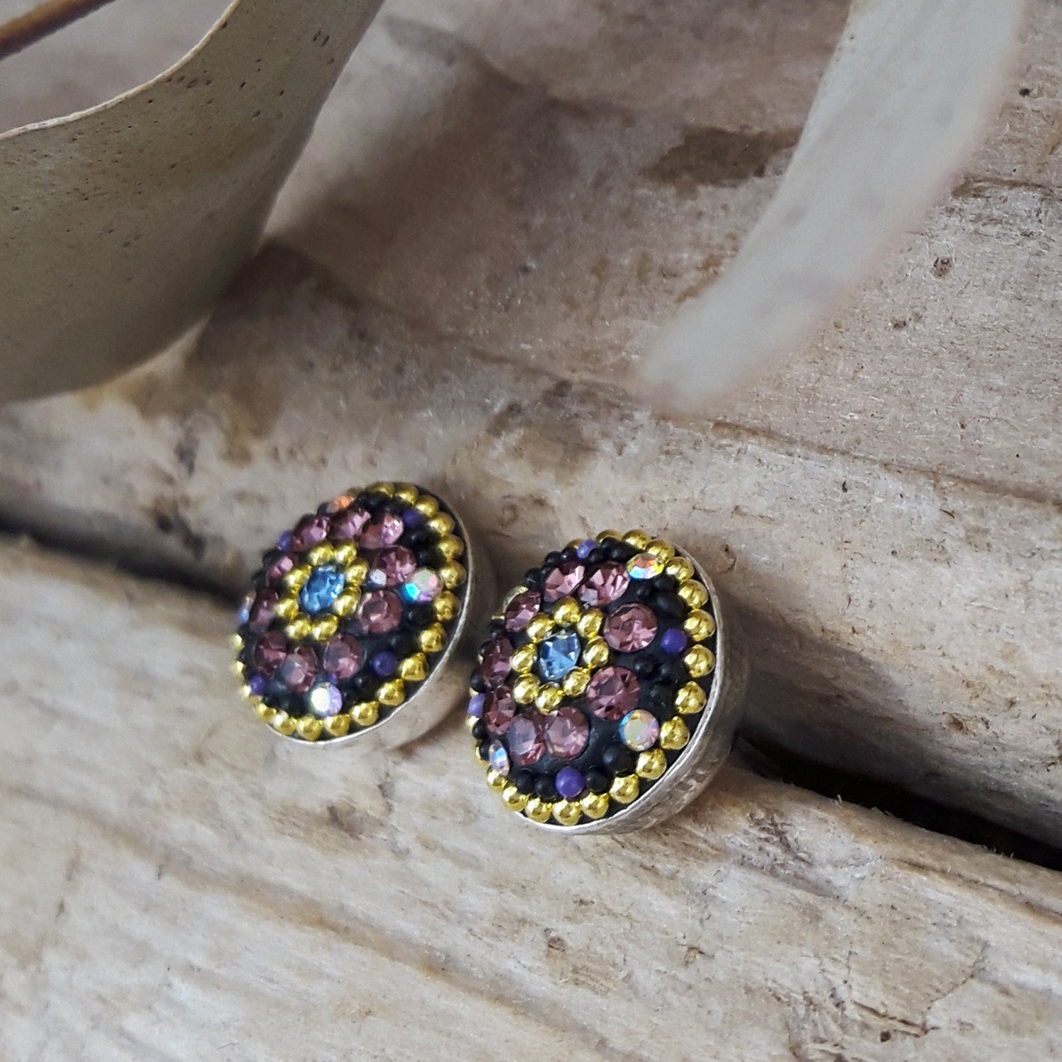 Allegra Lilac Shimmer Round Stud Earring