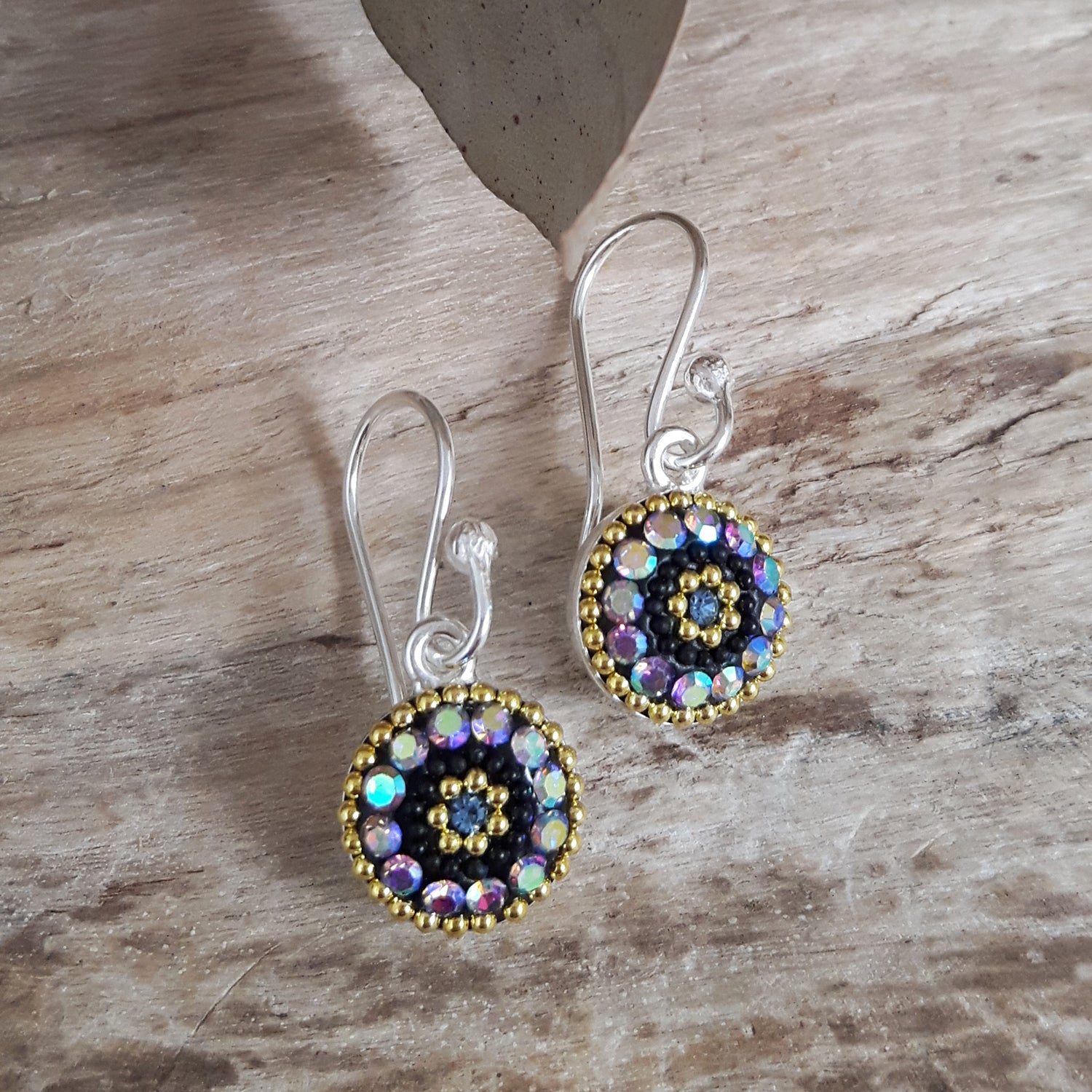 Allegra Purple Shimmer Round Drop Earrings