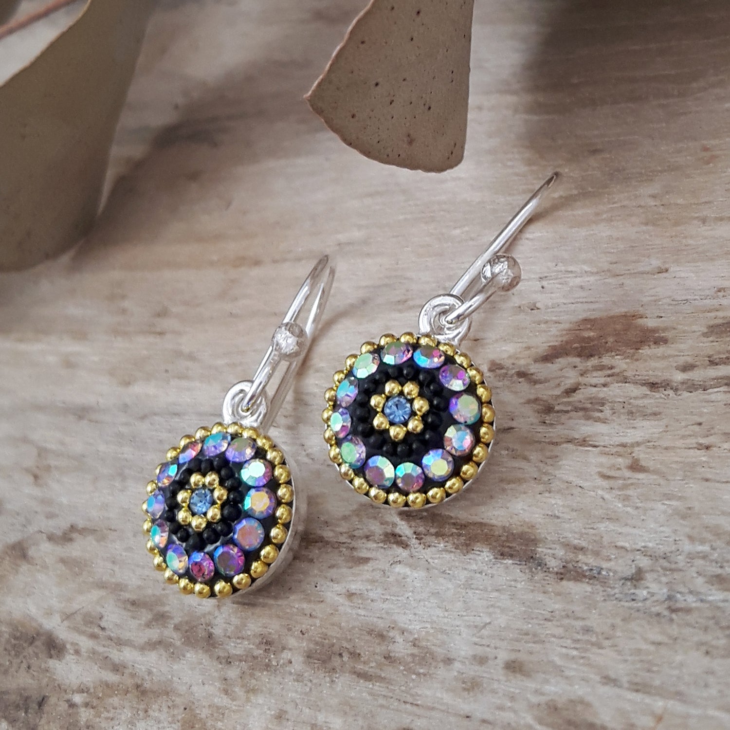 Allegra Purple Shimmer Round Drop Earrings