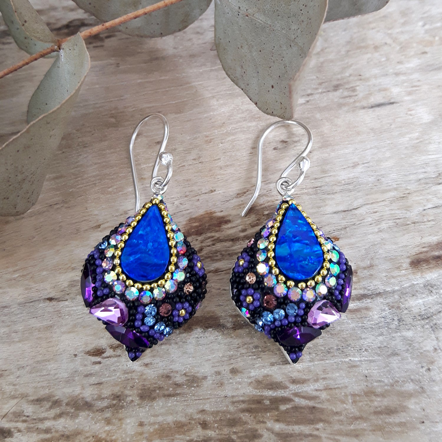 Allegra Purple Shimmer Drop Earrings