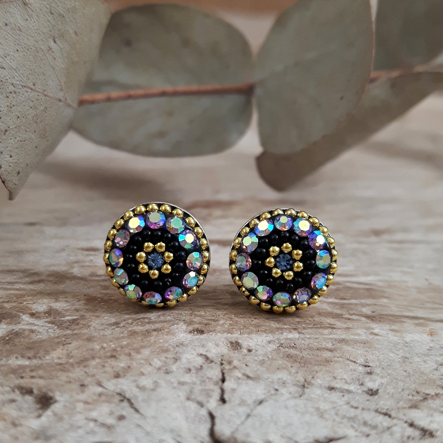 Allegra Purple Shimmer Round Stud Earring