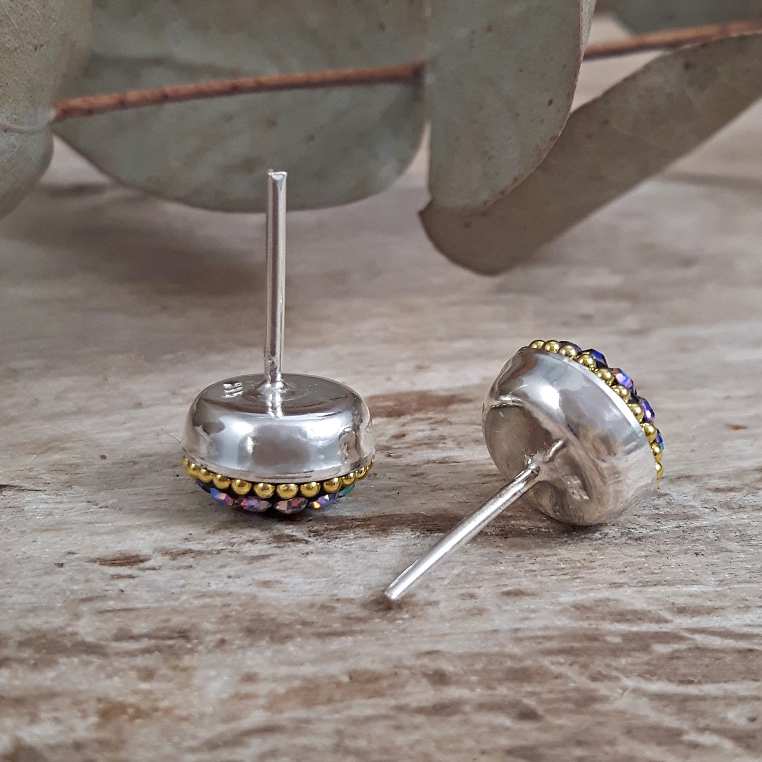 Allegra Purple Shimmer Round Stud Earring