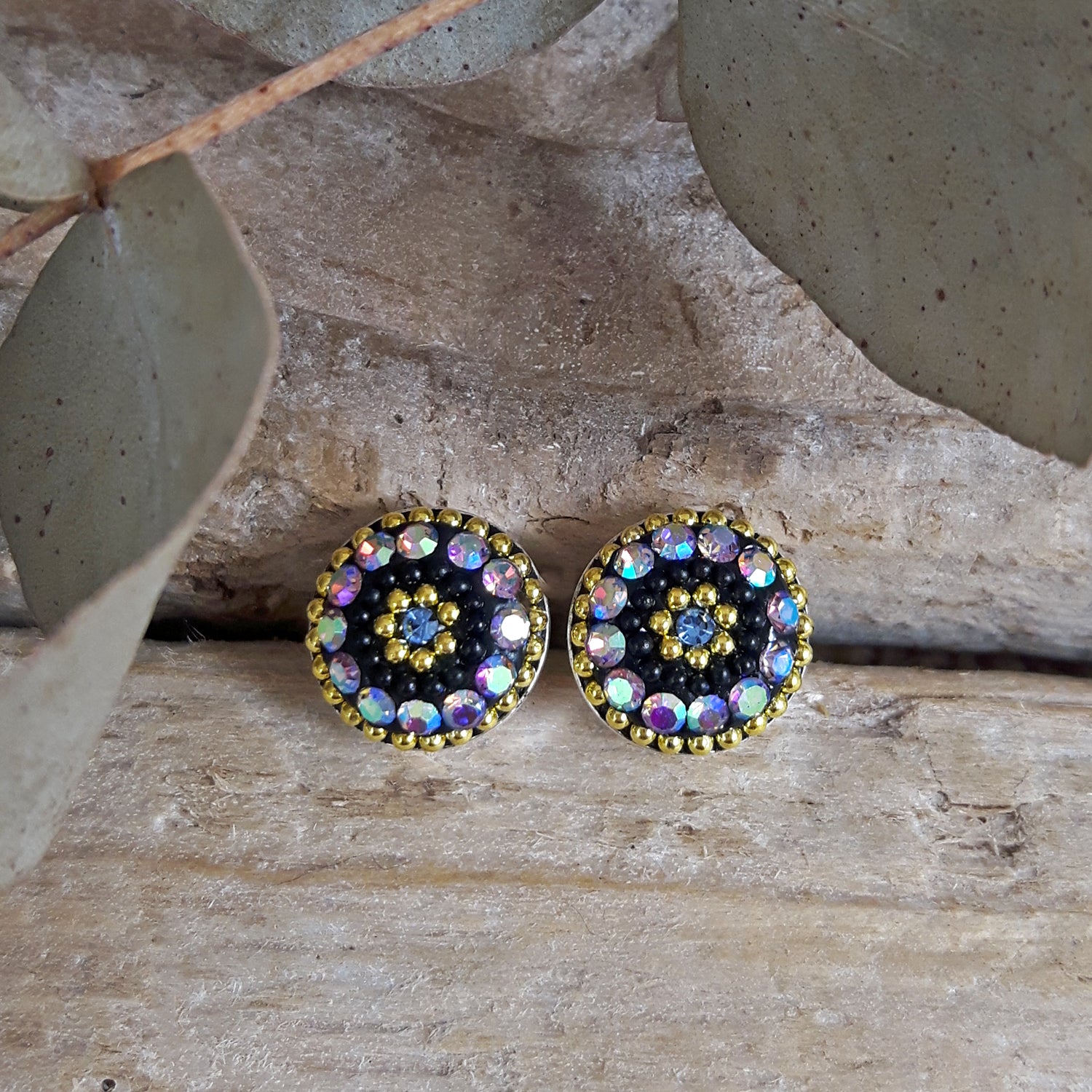 Allegra Purple Shimmer Round Stud Earring