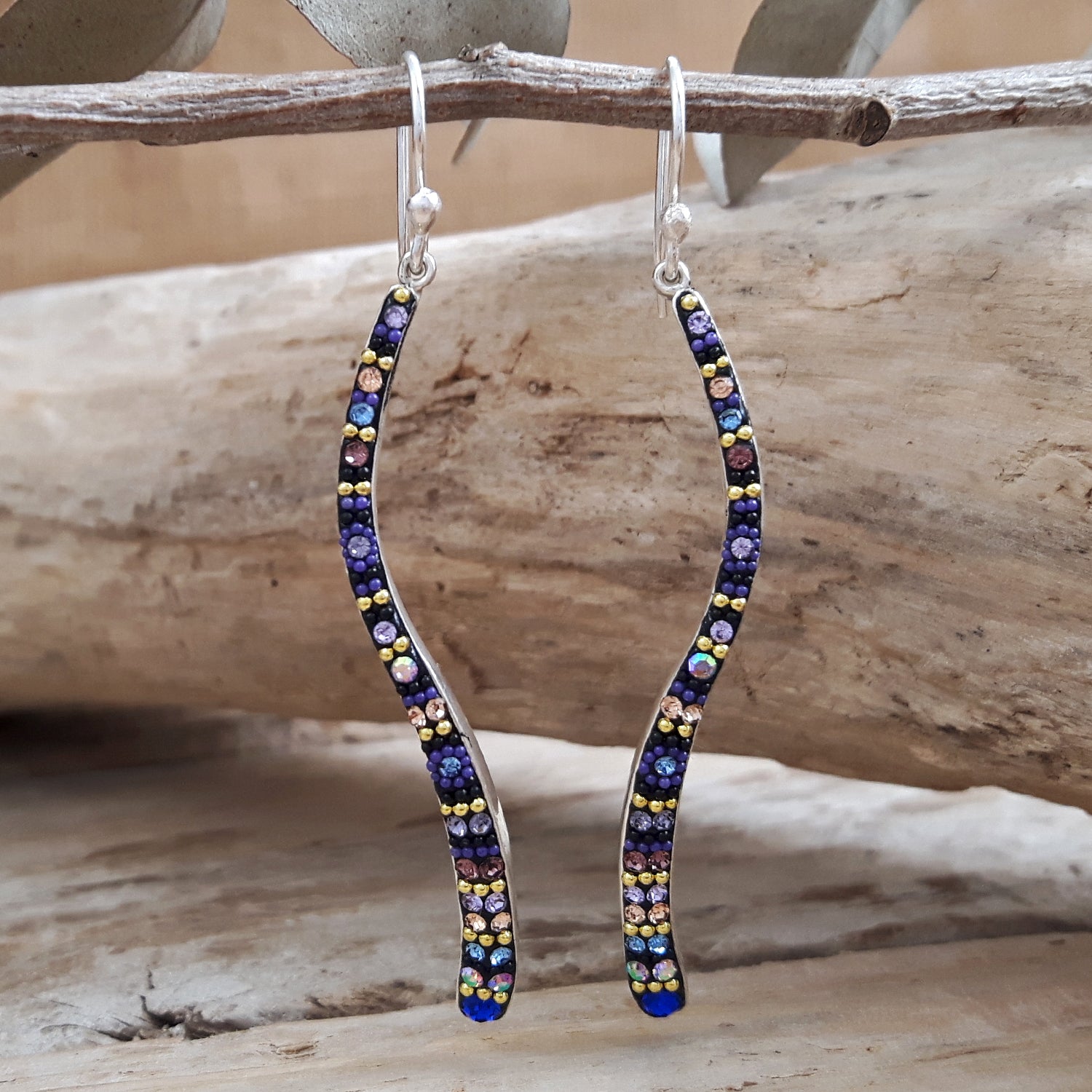 Allegra Purple Shimmer Sway Boho Drop Earrings