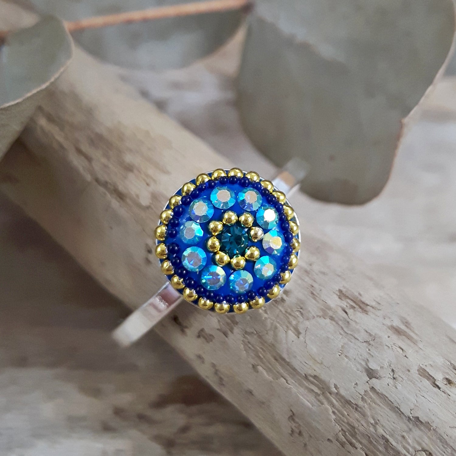 Allegra Sapphire Dream Daisy Mini Round Adjustable Ring