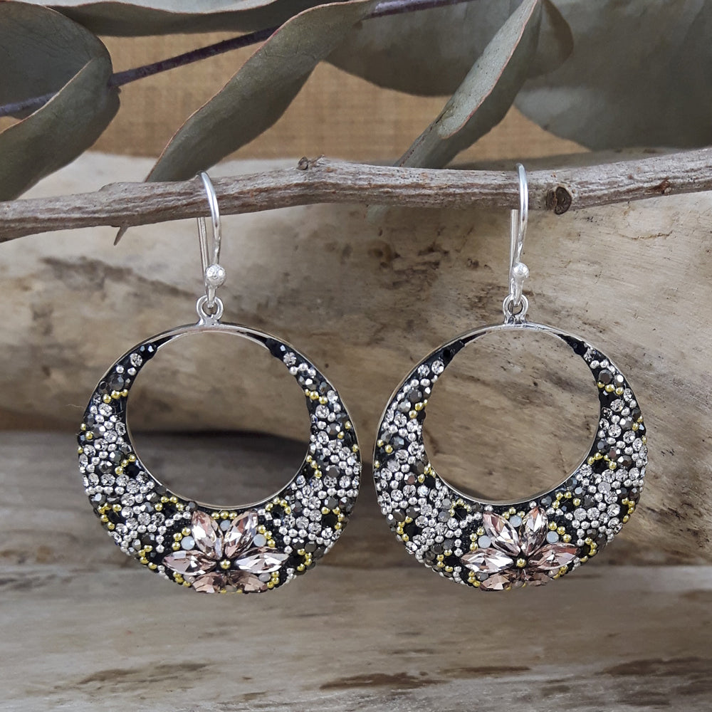 Allegra Hoop Onyx Elegance Earrings