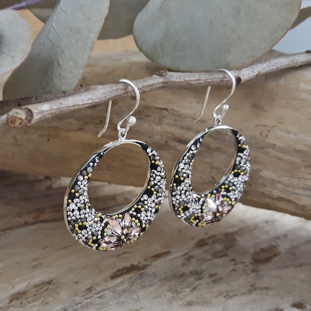 Allegra Hoop Onyx Elegance Earrings