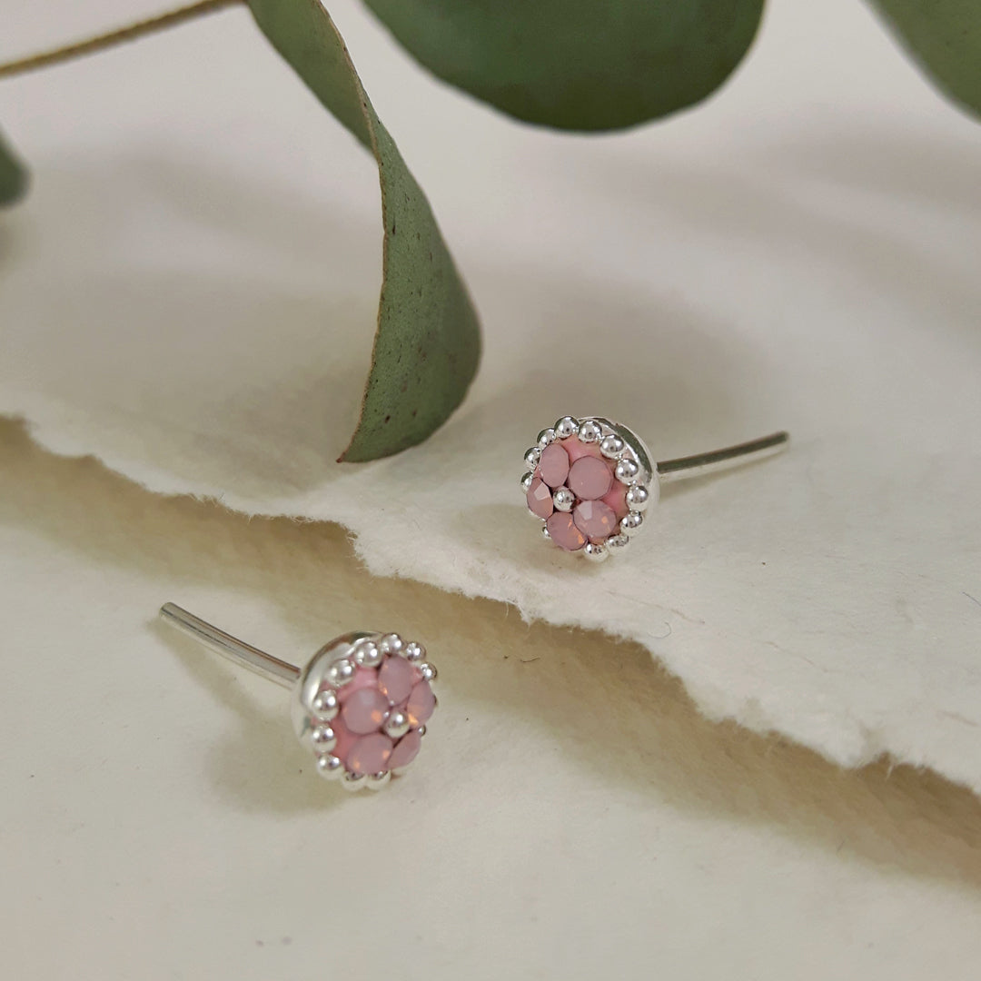 Allegra Tiny Rose Quartz Stud Earrings
