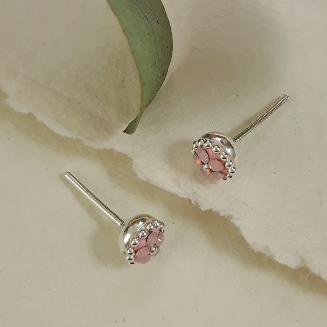 Allegra Tiny Rose Quartz Stud Earrings