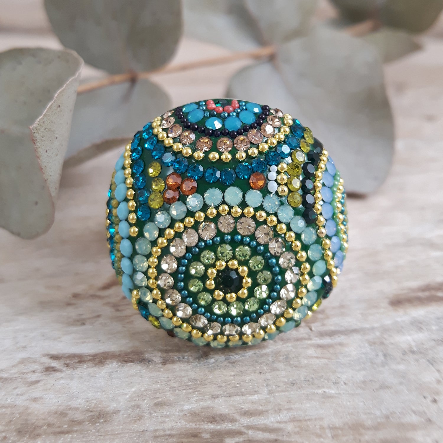 Allegra Dome Paradise Green Adjustable Ring