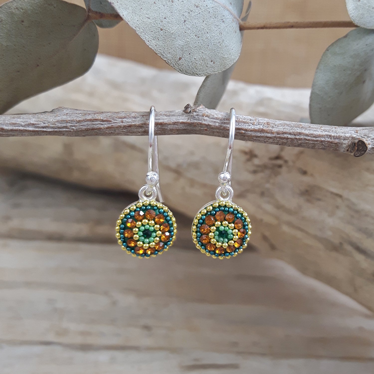 Allegra Round Paradise Green Drop Earrings