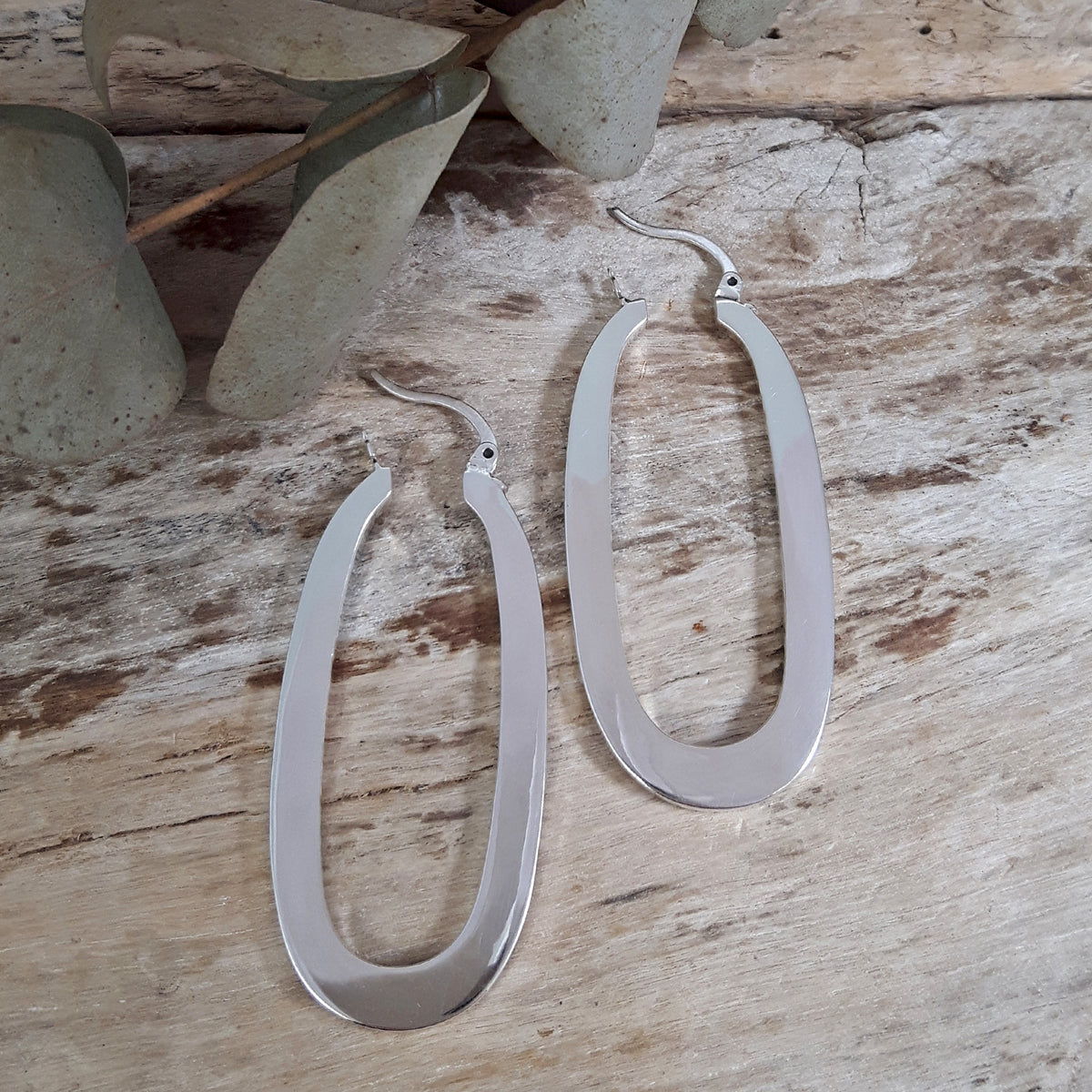 Ameli Oval Sterling Silver Hoop Earrings
