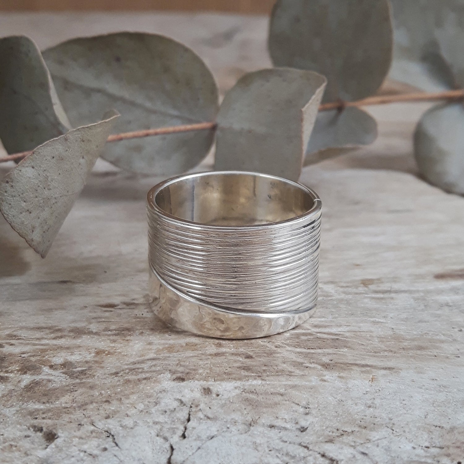 SAMPLE Arena Textured Silver Ring Size P