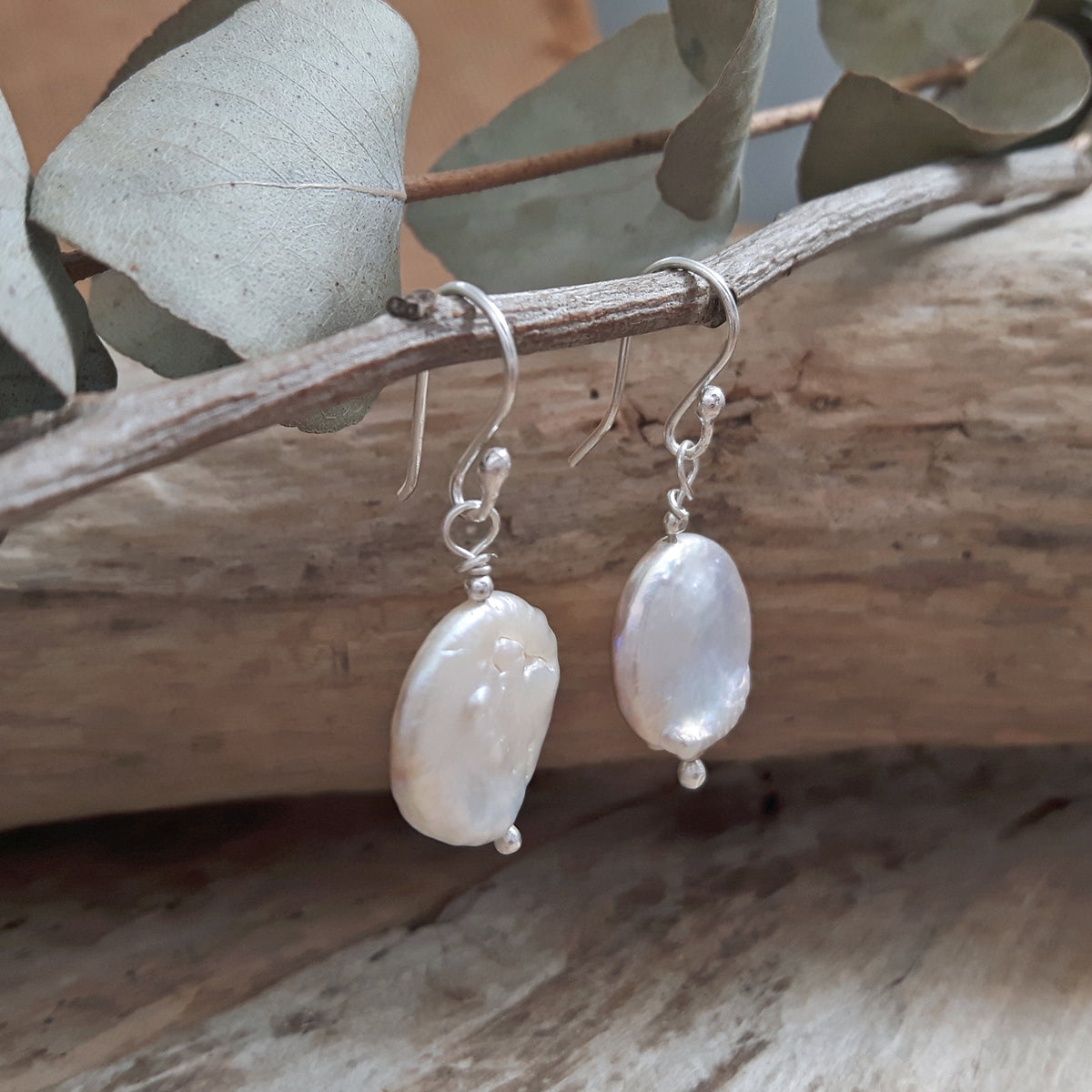 Baroque Pearl Coin Drop Earrings