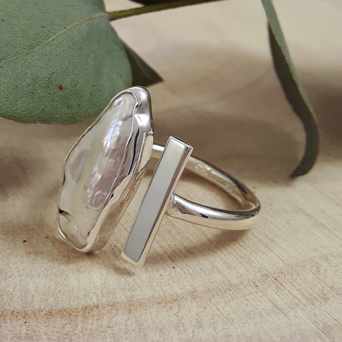 Perfectly Imperfect Luminous Biwa Pearl Ring Size Q1/2