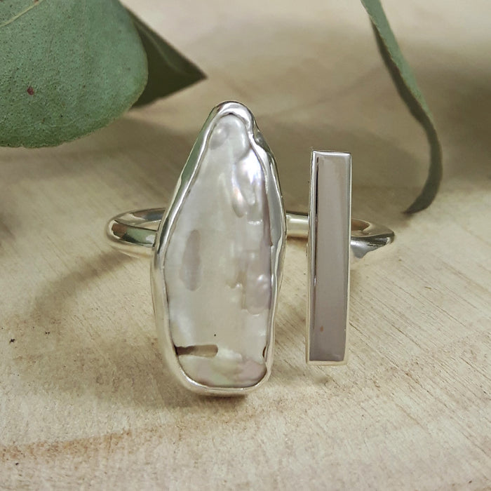 Perfectly Imperfect Luminous Biwa Pearl Ring Size Q1/2