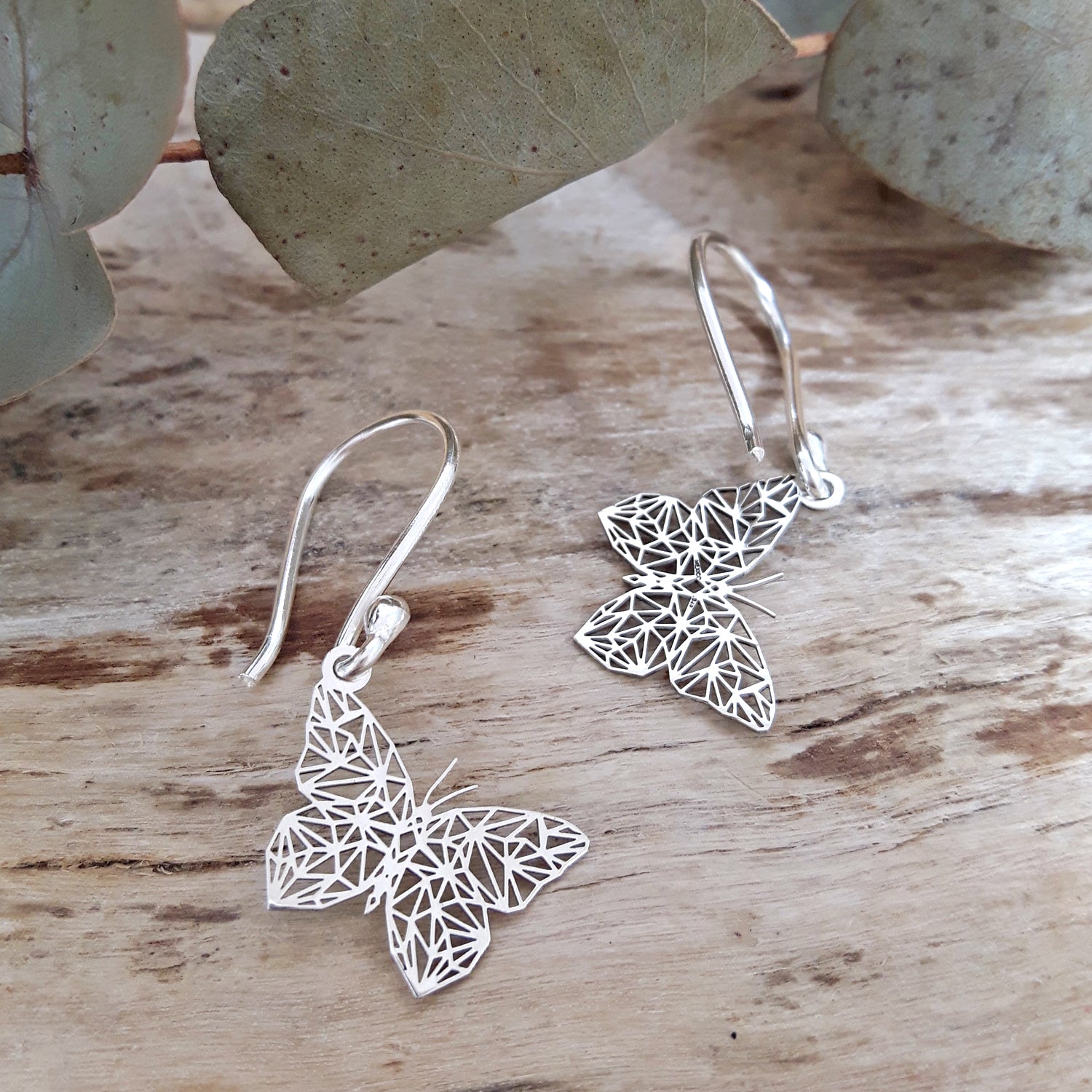 Celtic Silver Butterfly Drop Earrings