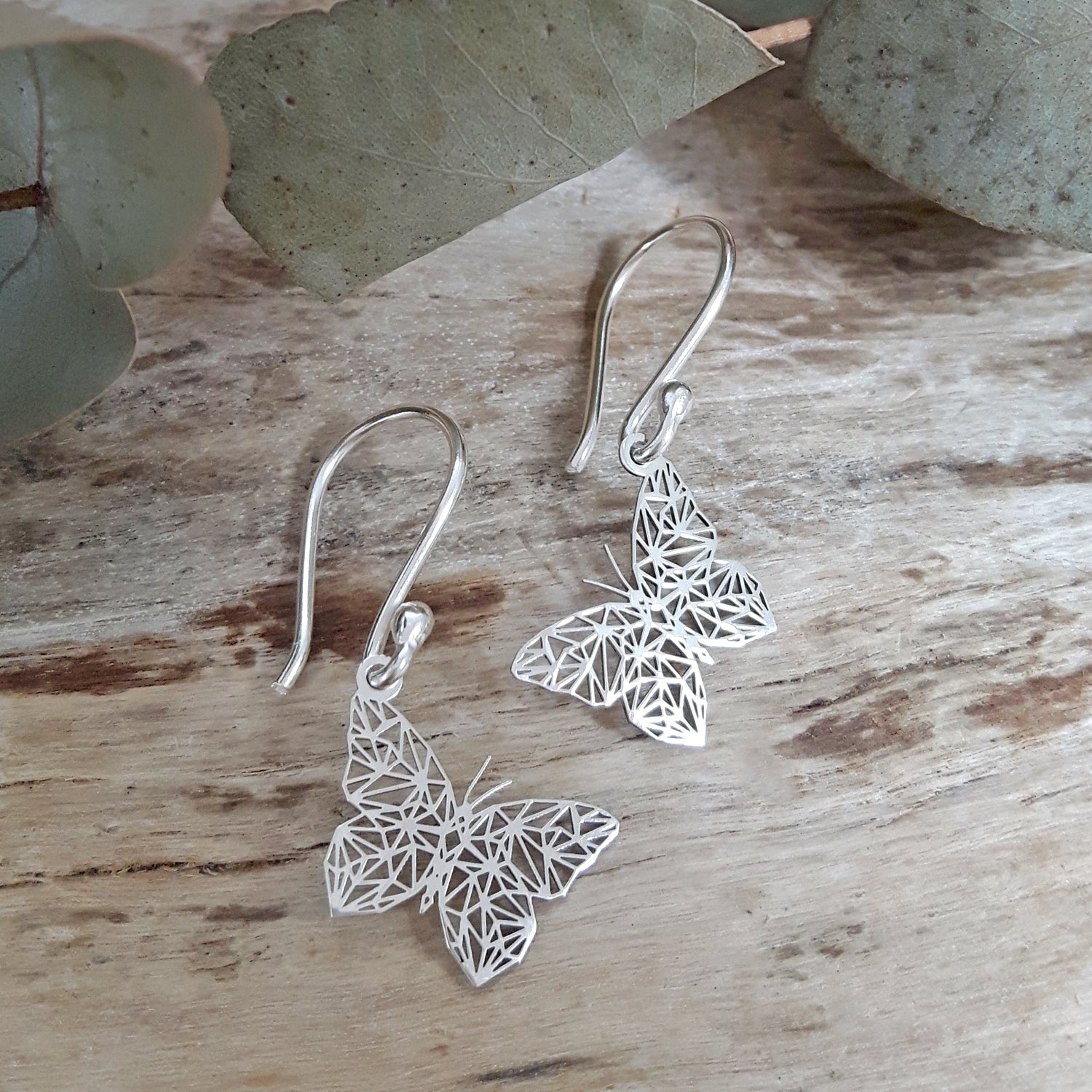 Celtic Silver Butterfly Drop Earrings