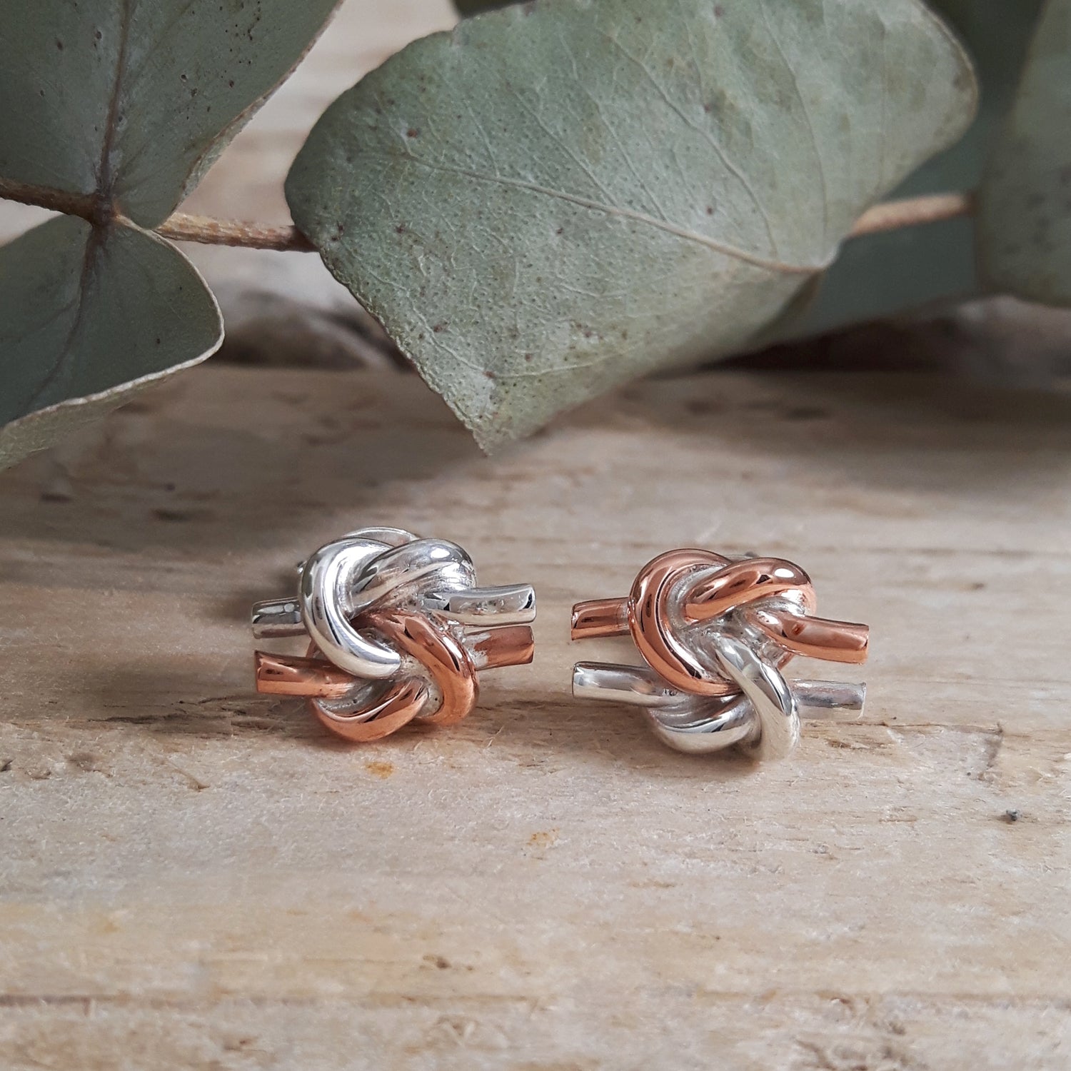 Dara Celtic Knot Copper Silver Stud Earrings
