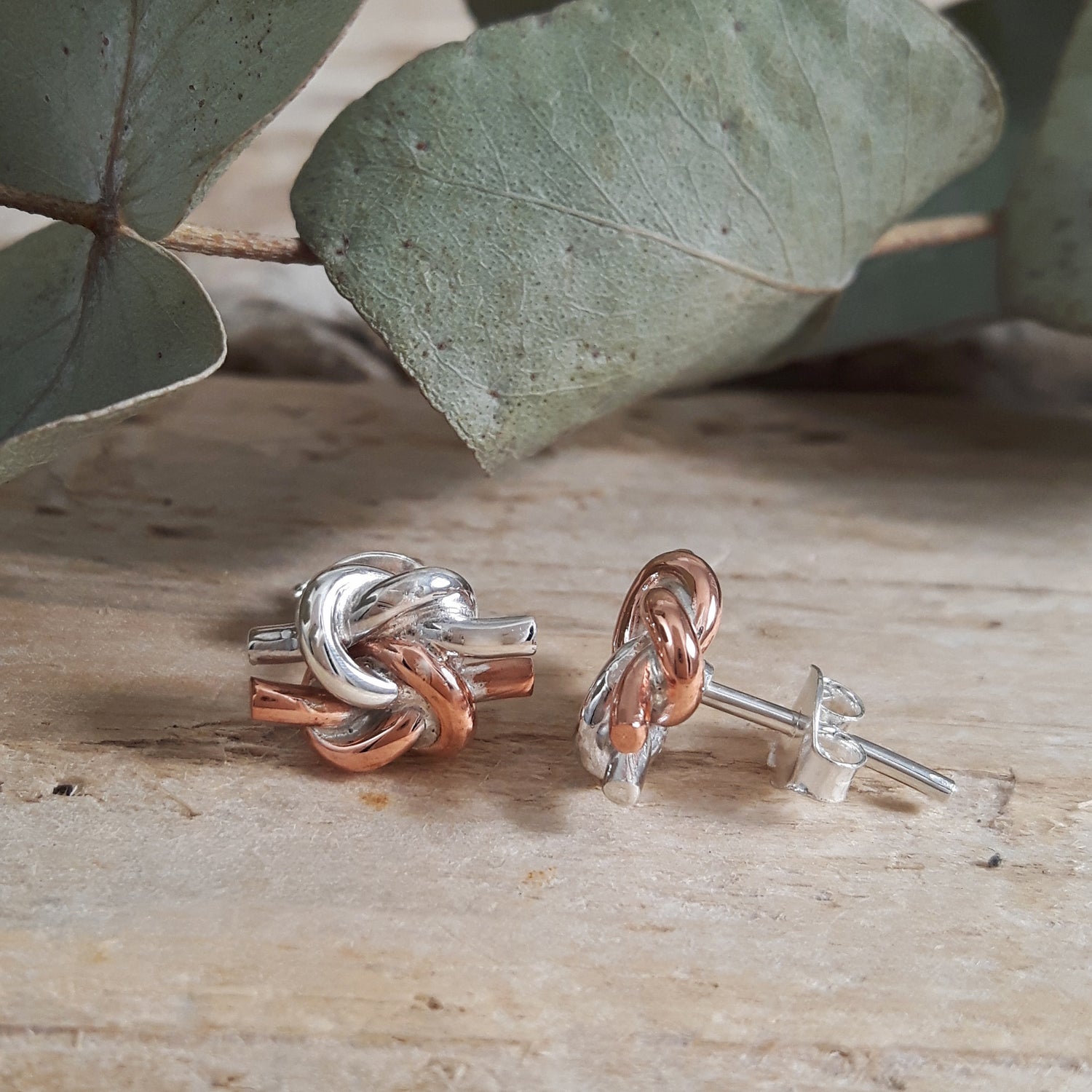 Dara Celtic Knot Copper Silver Stud Earrings