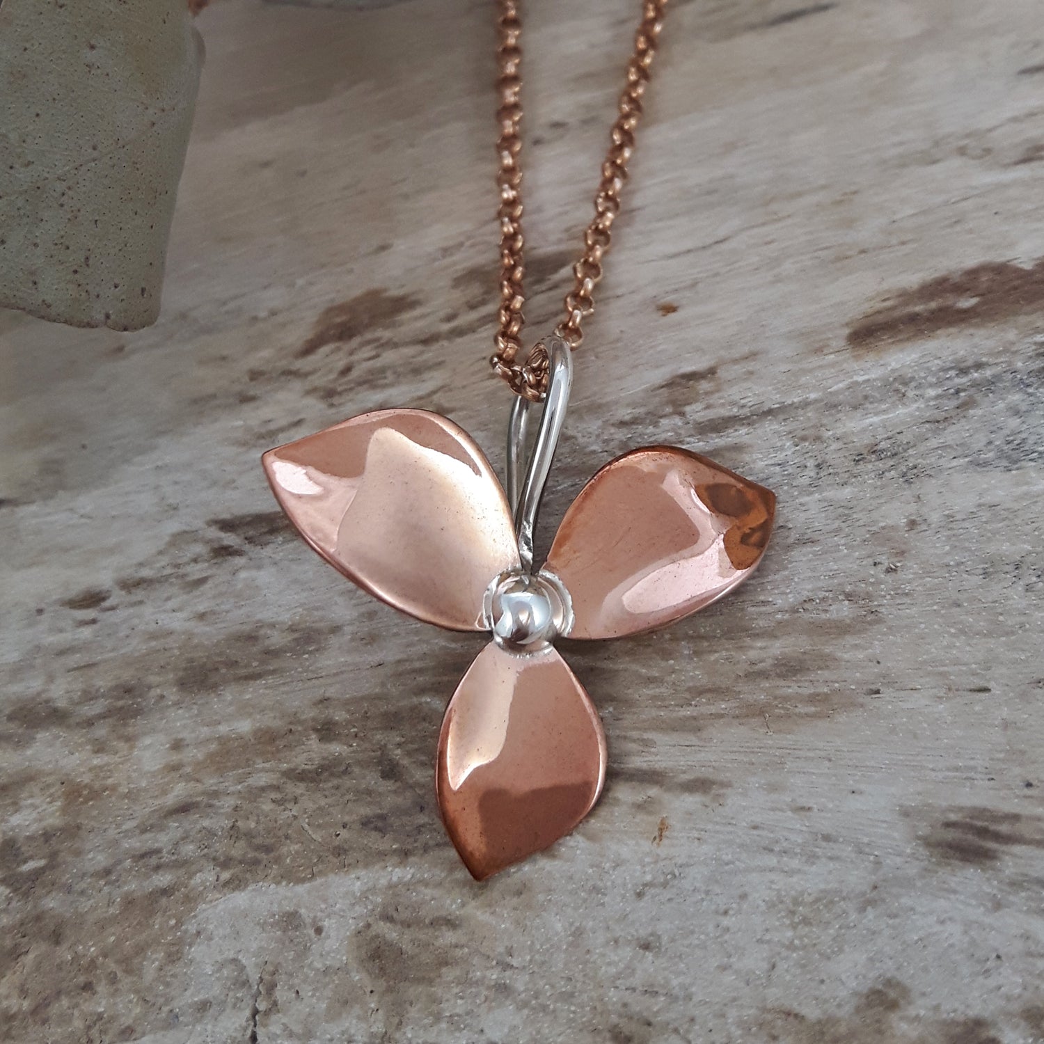 SAMPLE Duet Flora Copper & Silver Pendant