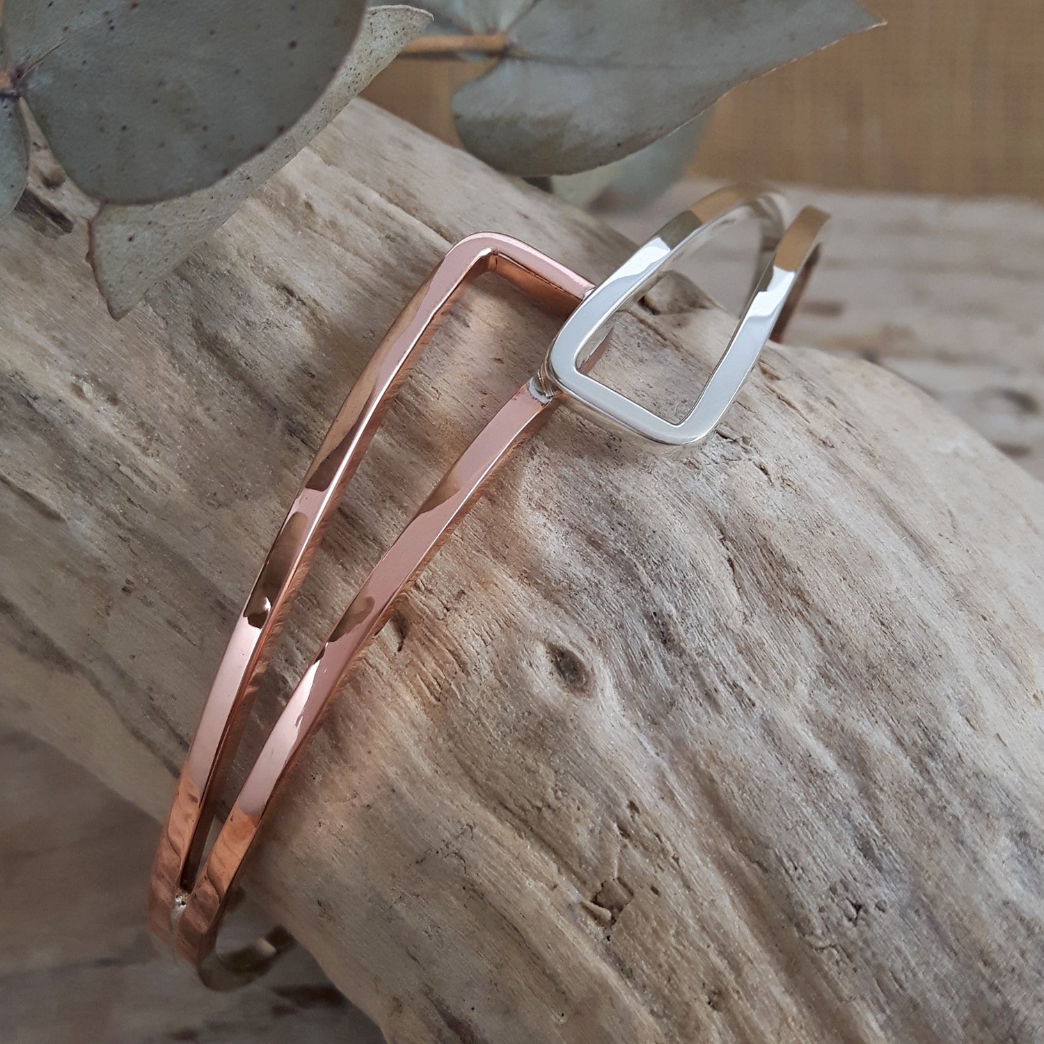 SAMPLE Duo Geo Copper Silver Bangle