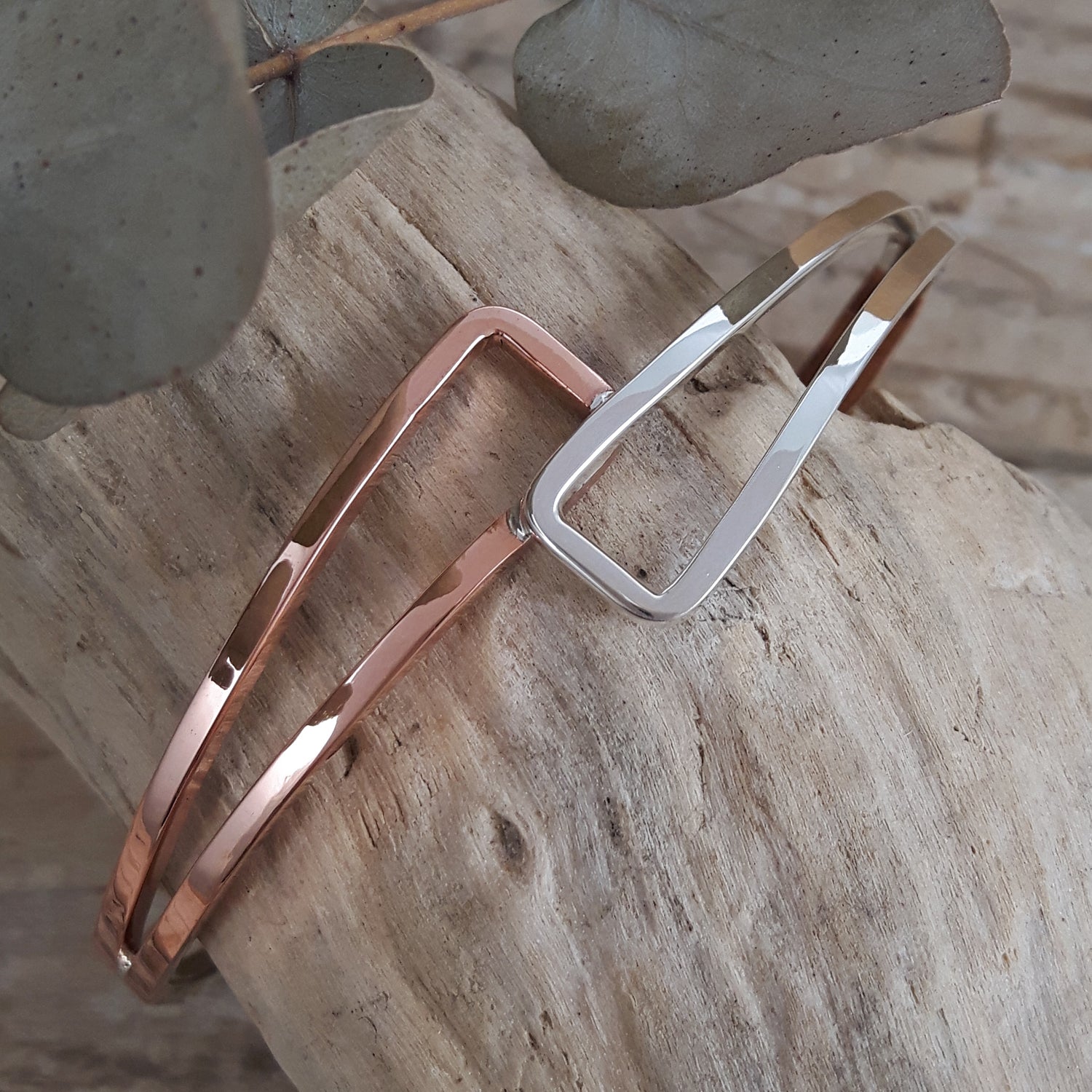 SAMPLE Duo Geo Copper Silver Bangle