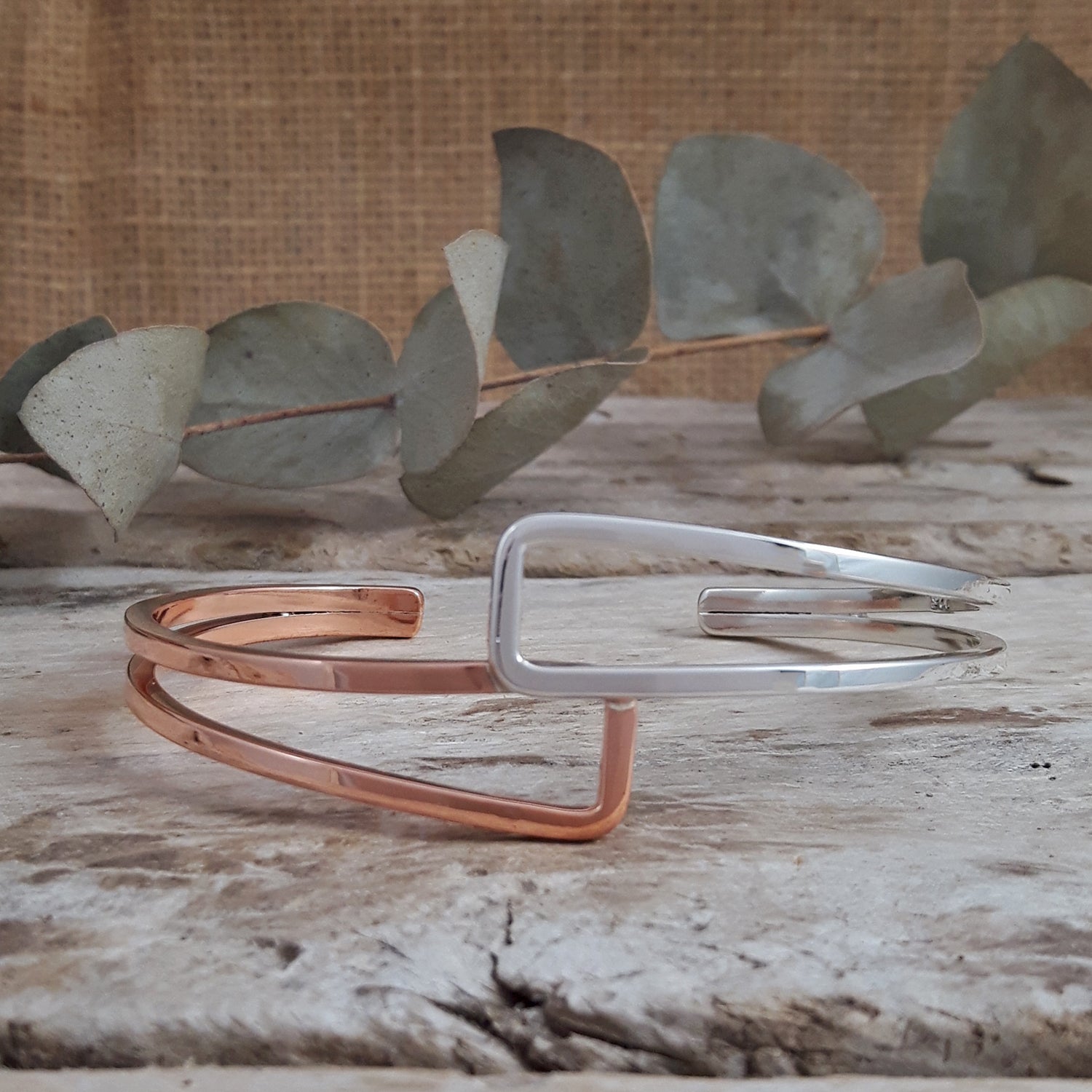 SAMPLE Duo Geo Copper Silver Cuff
