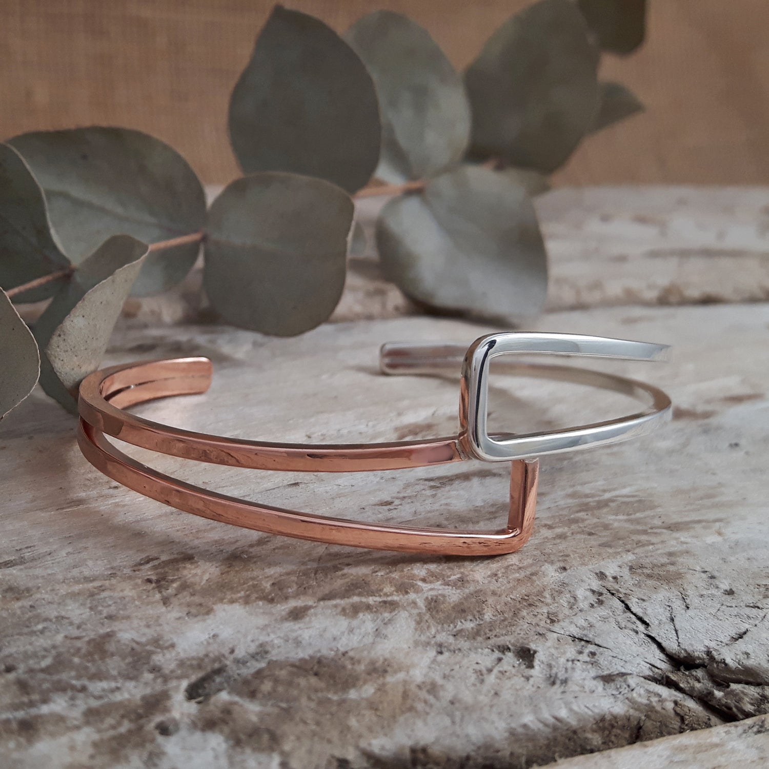 SAMPLE Duo Geo Copper Silver Cuff