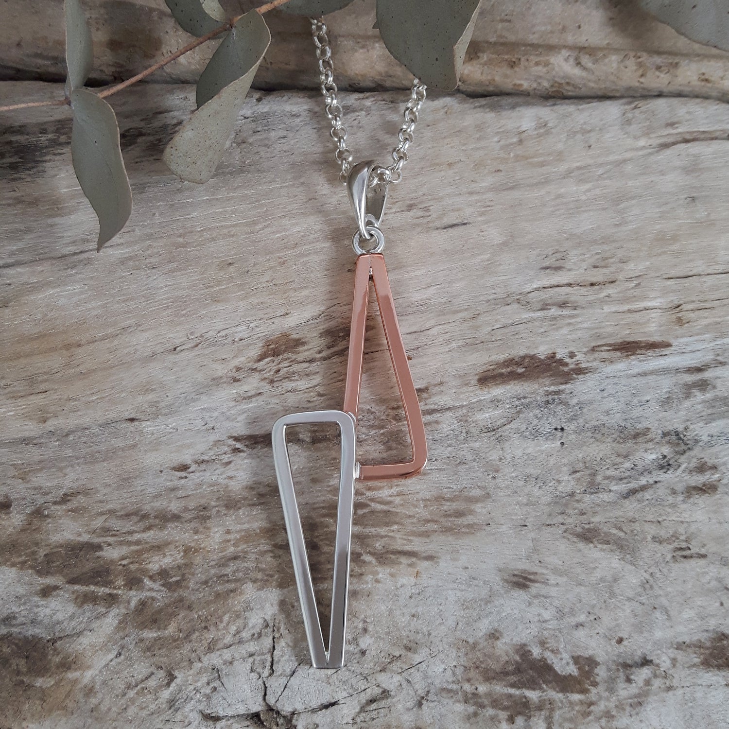 SAMPLE Duo Geo Copper Silver Pendant