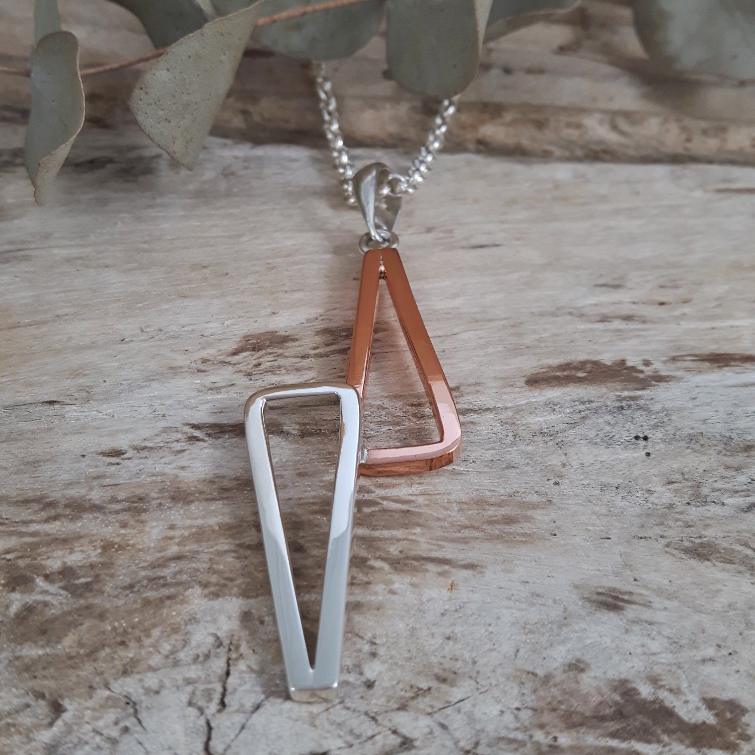 SAMPLE Duo Geo Copper Silver Pendant