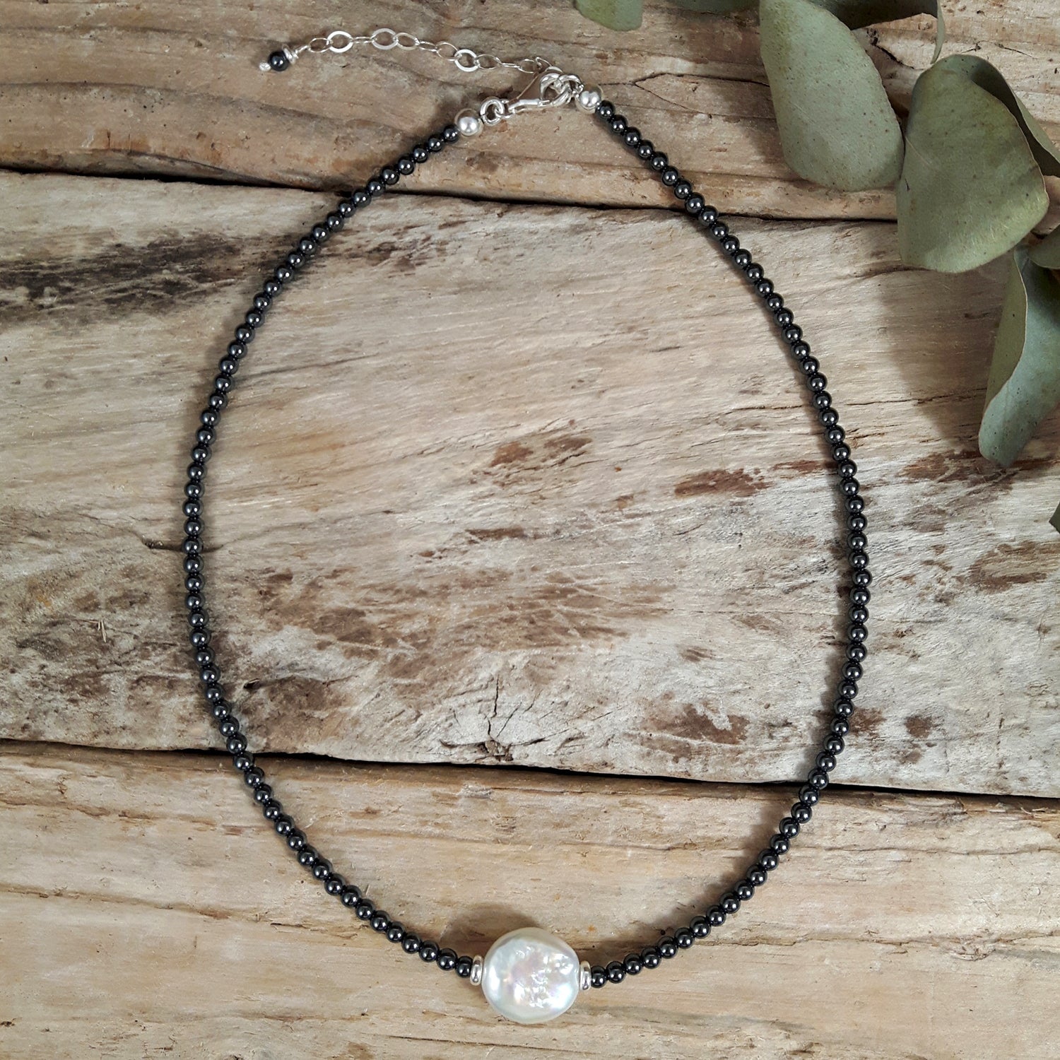 Eclipse Pearl & Hematite Necklace