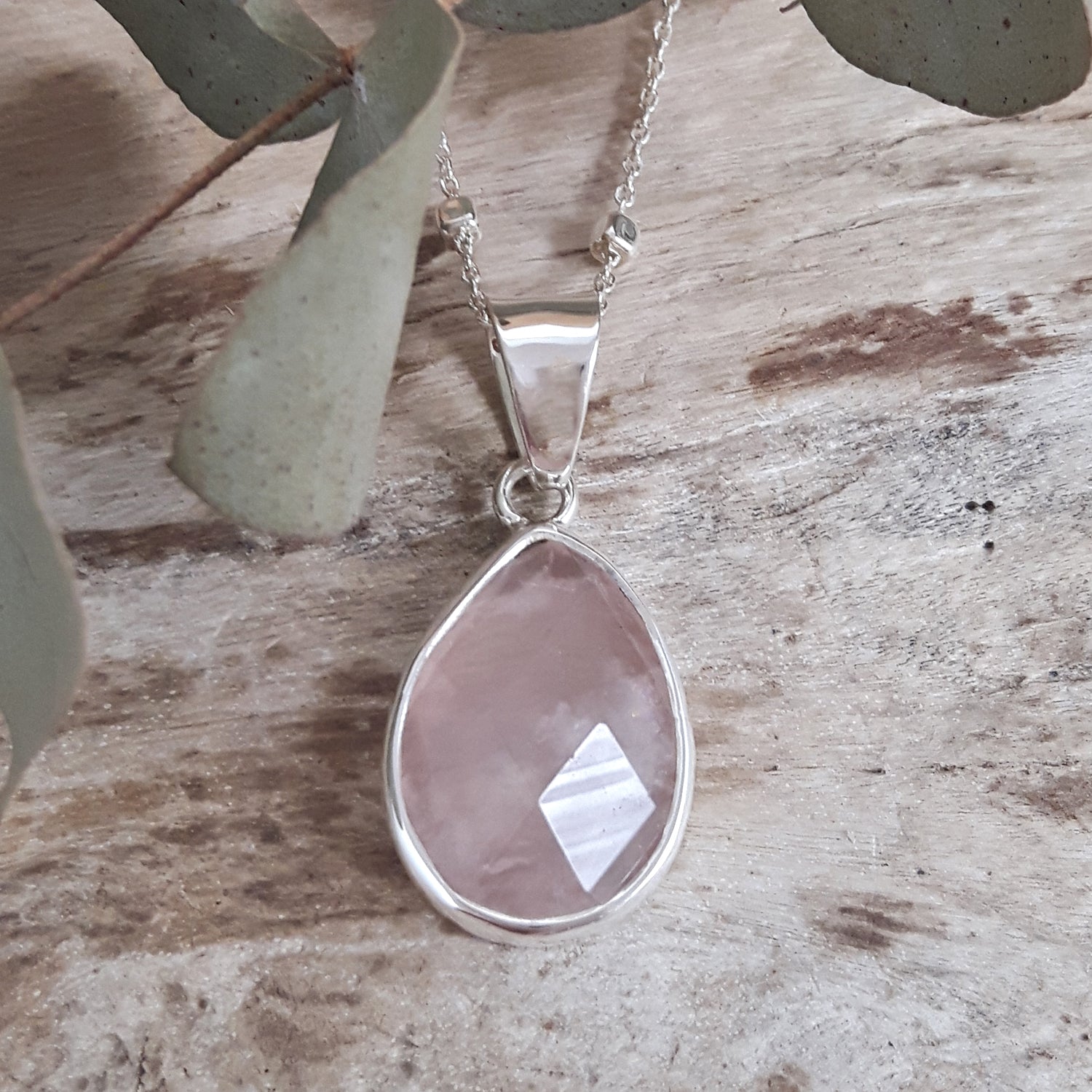 Elegance Rose Quartz Small Teardrop Pendant