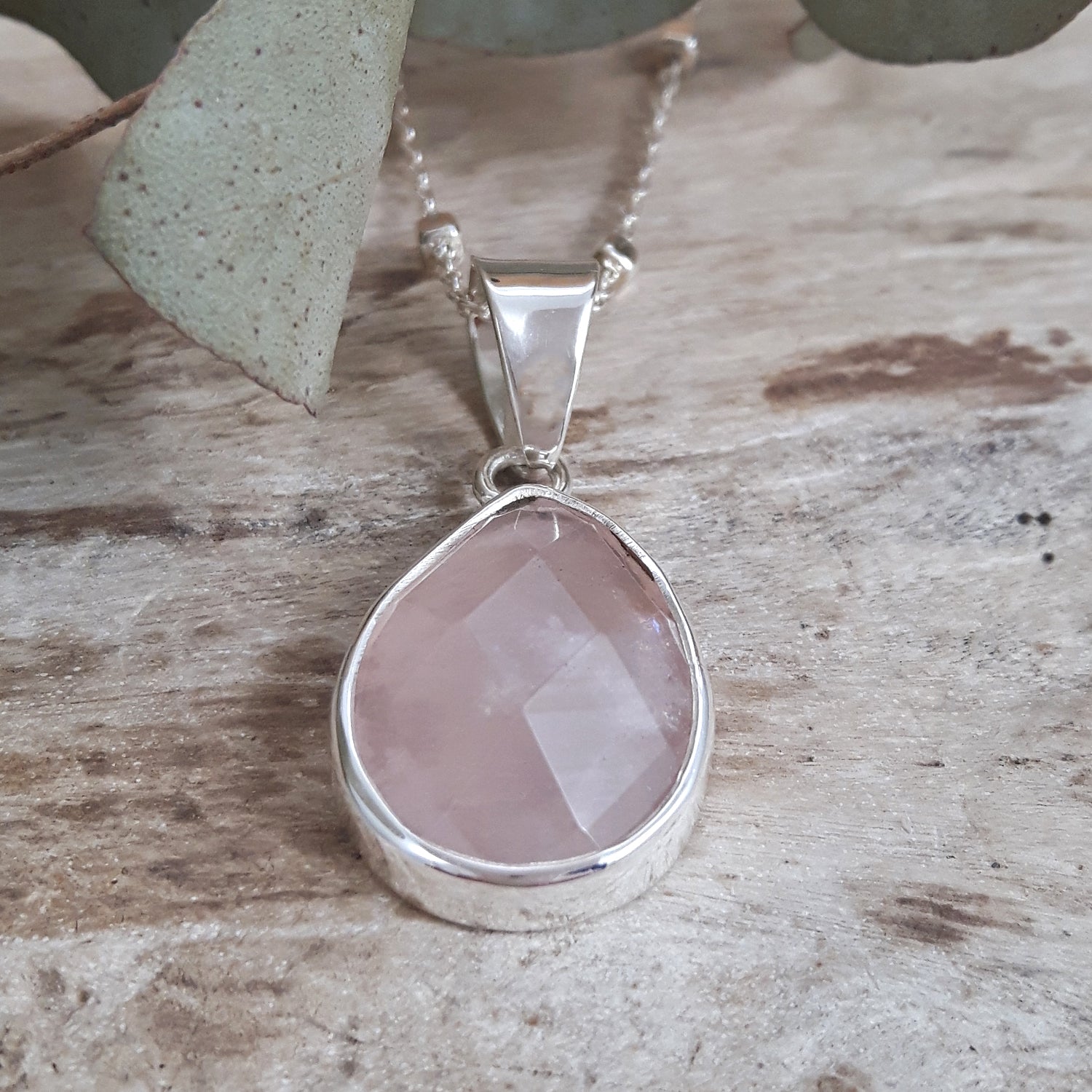 Elegance Rose Quartz Small Teardrop Pendant