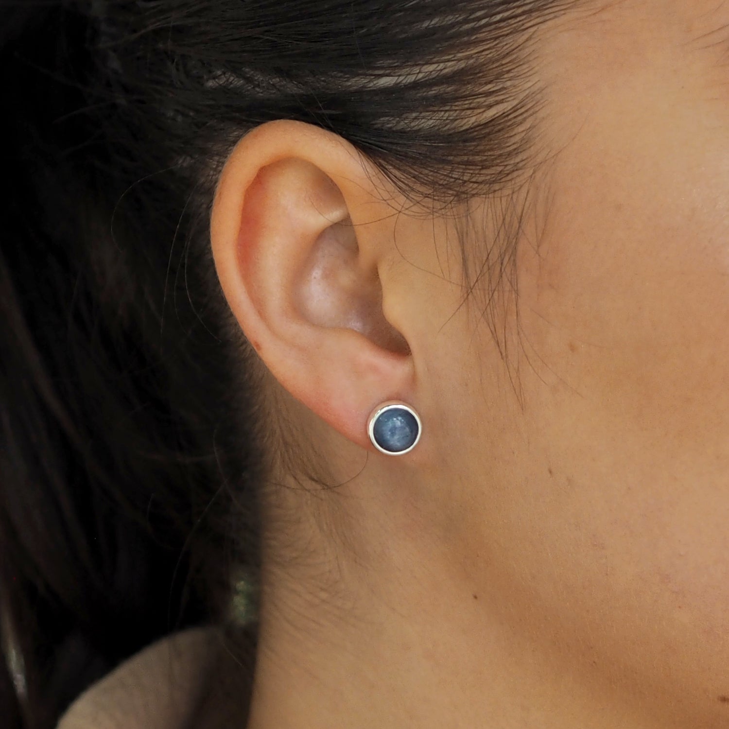 Alba Kyanite Small Round Stud Earrings