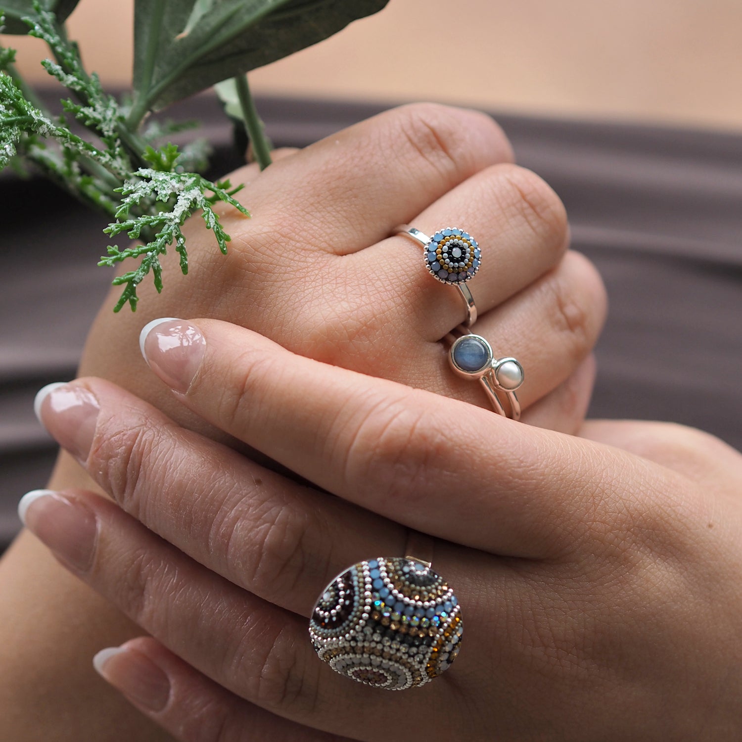 Allegra Highland Glow Mini Round Adjustable Ring