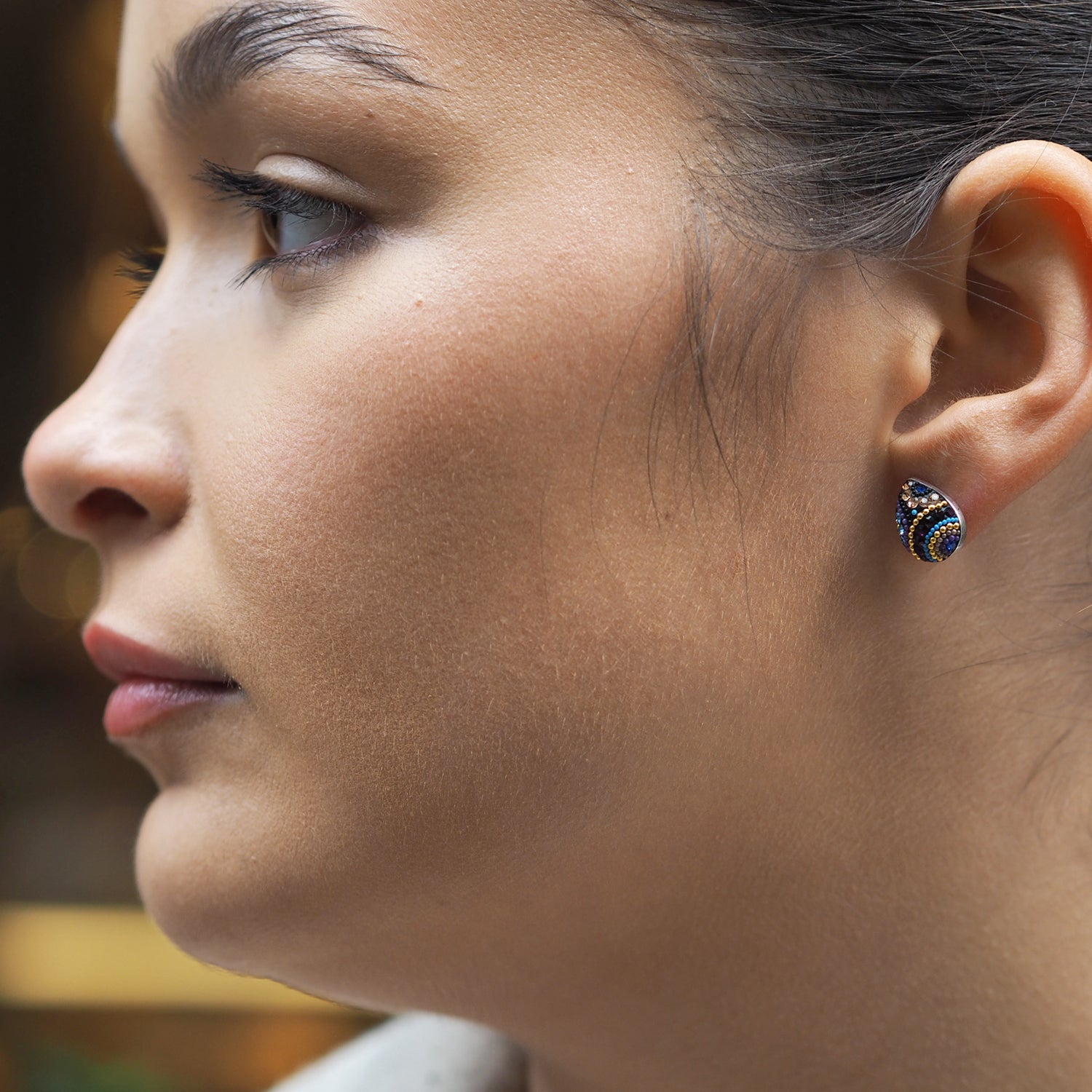 Allegra Indigo Radiance Teardrop Stud Earrings