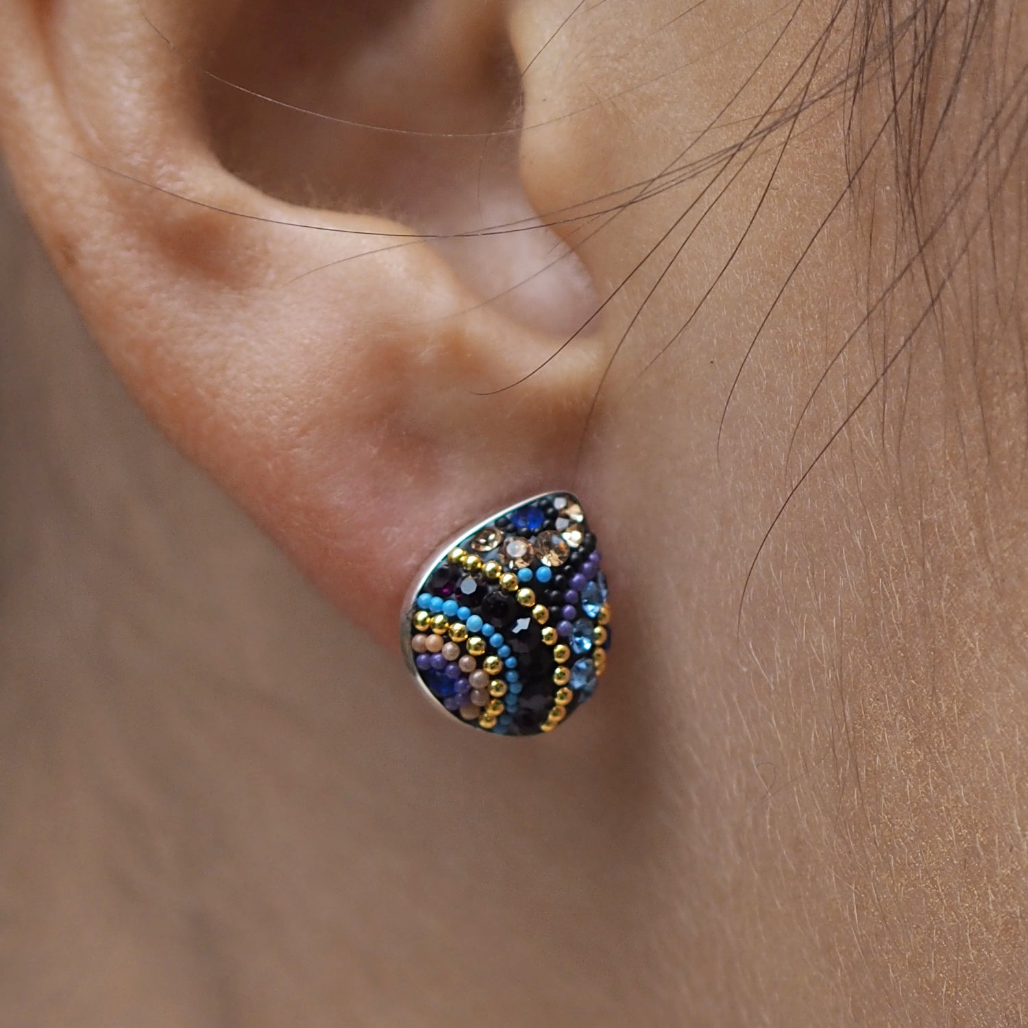 Allegra Indigo Radiance Teardrop Stud Earrings
