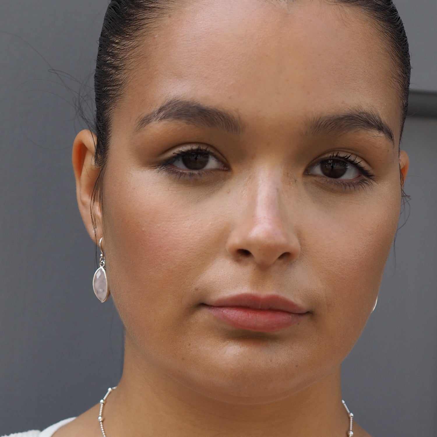 Elegance Rose Quartz Leaf Earrings