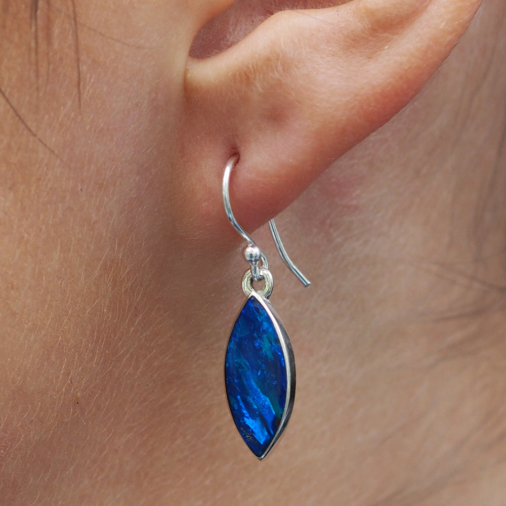 Flinder Blue Leaf Drop Earrings
