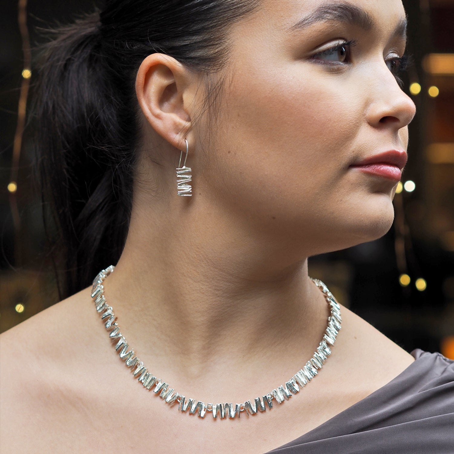 Foresta Juniper Silver T-bar Necklace