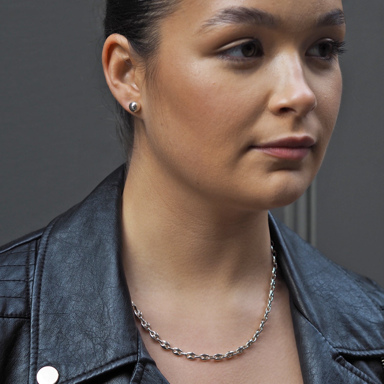 Mini Liberica Coffee Bean Polished Sterling Silver Necklace