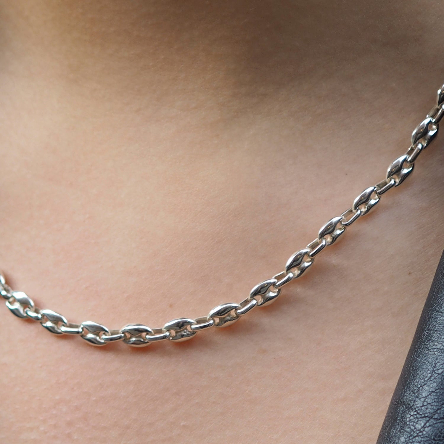 Mini Liberica Coffee Bean Polished Sterling Silver Necklace