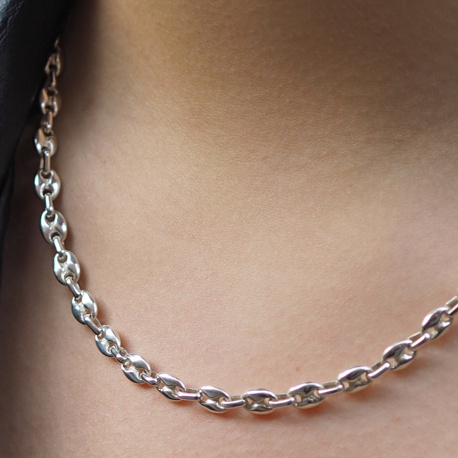 Mini Liberica Coffee Bean Polished Sterling Silver Necklace
